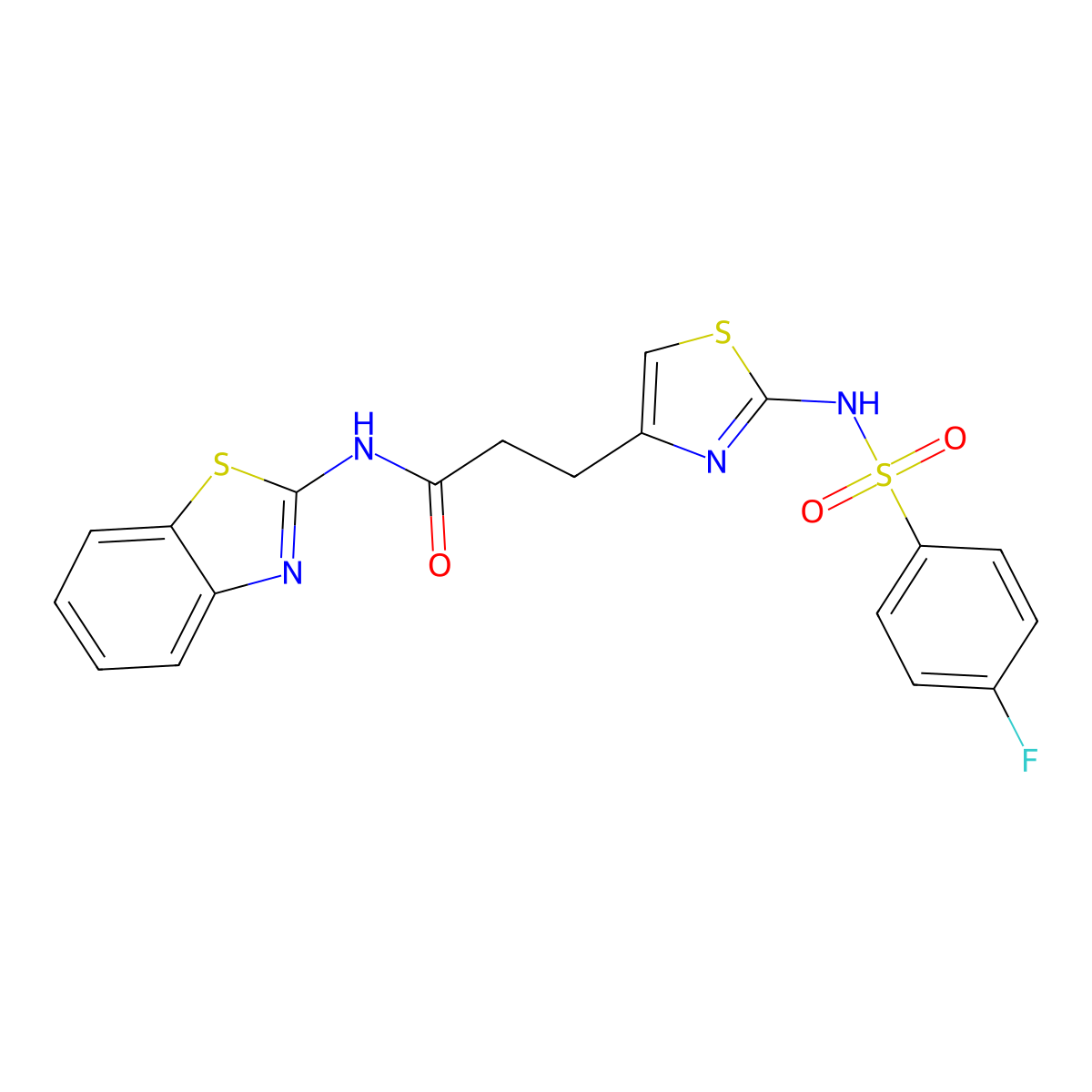 N-(1,3-benzothiazol-2-yl)-3-[2-(4-fluorobenzenesulfonamido)-1,3-thiazol-4-yl]propanamide molecular structure, CAS 1040666-72-5