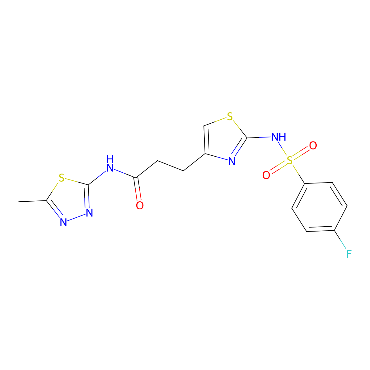 3-[2-(4-fluorobenzenesulfonamido)-1,3-thiazol-4-yl]-N-(5-methyl-1,3,4-thiadiazol-2-yl)propanamide molecular structure, CAS 1040666-79-2