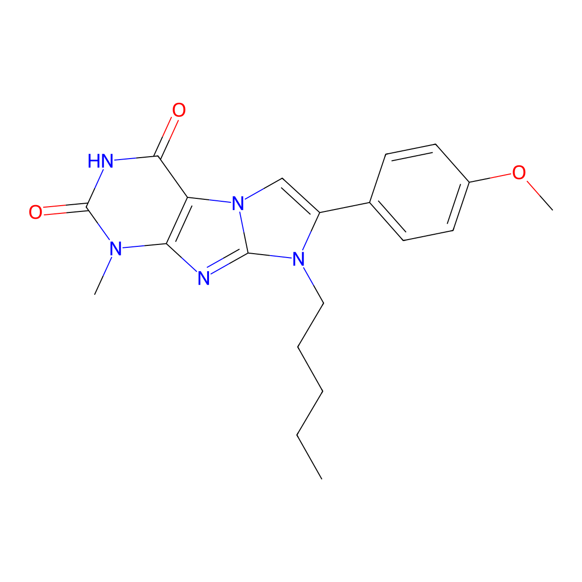 7-(4-methoxyphenyl)-1-methyl-8-pentyl-1H,2H,3H,4H,8H-imidazo[1,2-g]purine-2,4-dione molecular structure, CAS 1040666-81-6