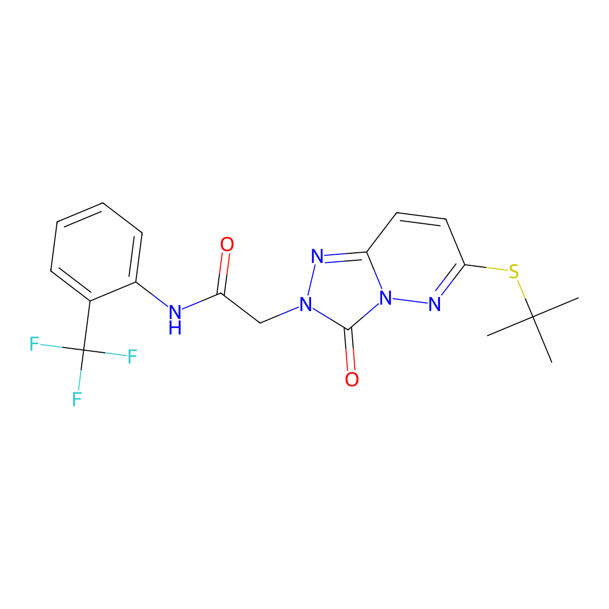 2-[6-(tert-butylsulfanyl)-3-oxo-2H,3H-[1,2,4]triazolo[4,3-b]pyridazin-2-yl]-N-[2-(trifluoromethyl)phenyl]acetamide molecular structure, CAS 1040666-82-7