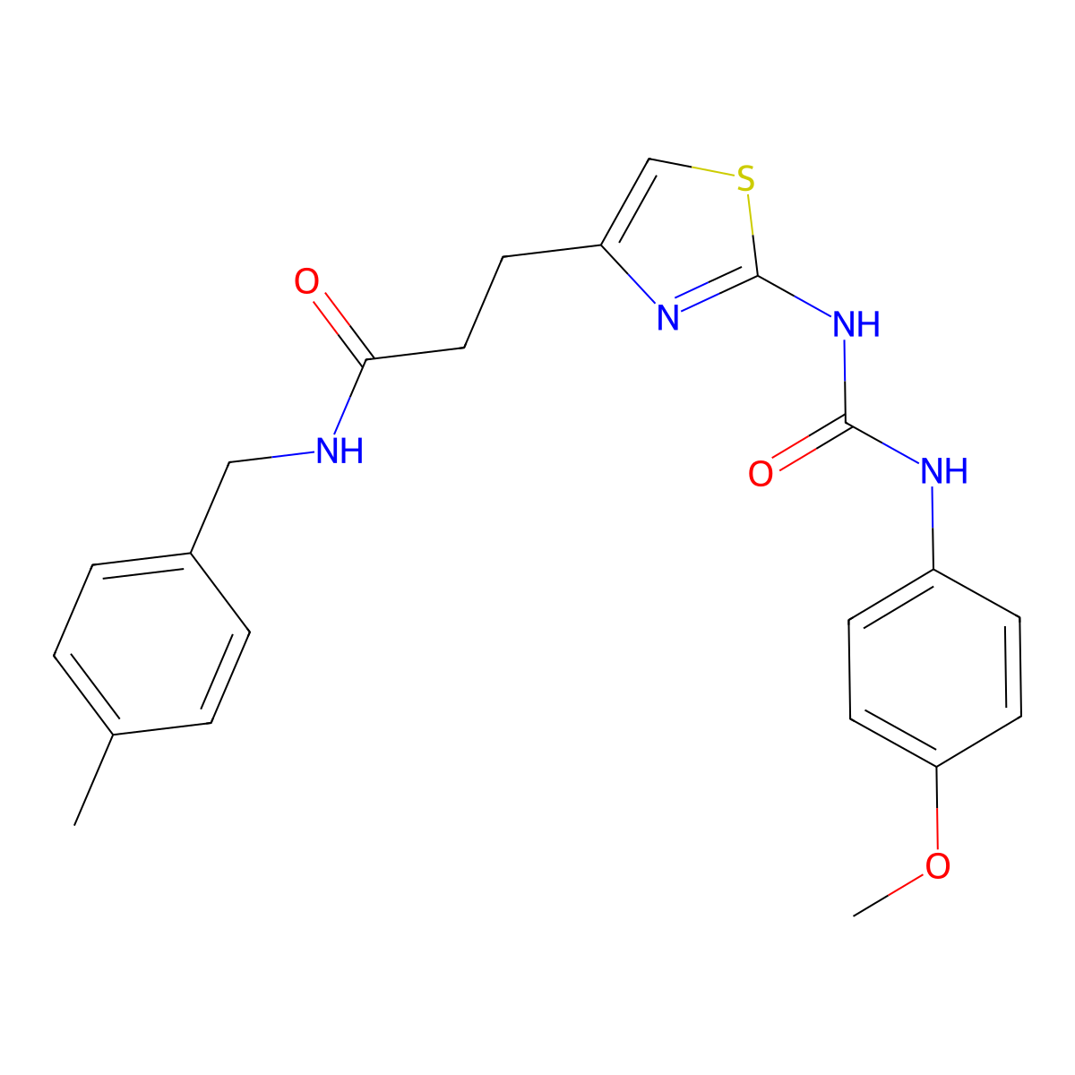 3-(2-{[(4-methoxyphenyl)carbamoyl]amino}-1,3-thiazol-4-yl)-N-[(4-methylphenyl)methyl]propanamide molecular structure, CAS 1040666-84-9
