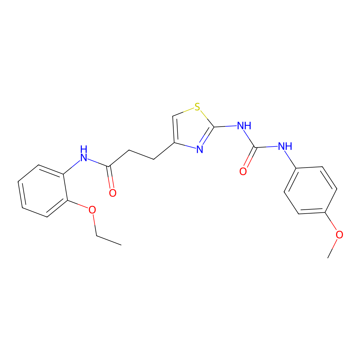 N-(2-ethoxyphenyl)-3-(2-{[(4-methoxyphenyl)carbamoyl]amino}-1,3-thiazol-4-yl)propanamide molecular structure, CAS 1040666-91-8
