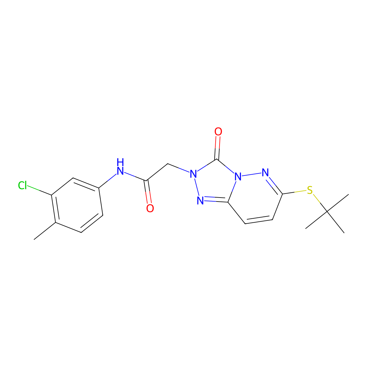 2-[6-(tert-butylsulfanyl)-3-oxo-2H,3H-[1,2,4]triazolo[4,3-b]pyridazin-2-yl]-N-(3-chloro-4-methylphenyl)acetamide molecular structure, CAS 1040666-96-3