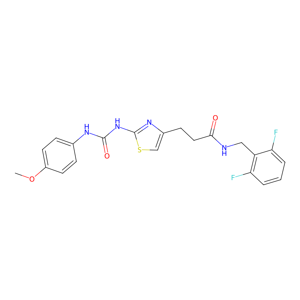 N-[(2,6-difluorophenyl)methyl]-3-(2-{[(4-methoxyphenyl)carbamoyl]amino}-1,3-thiazol-4-yl)propanamide molecular structure, CAS 1040666-98-5