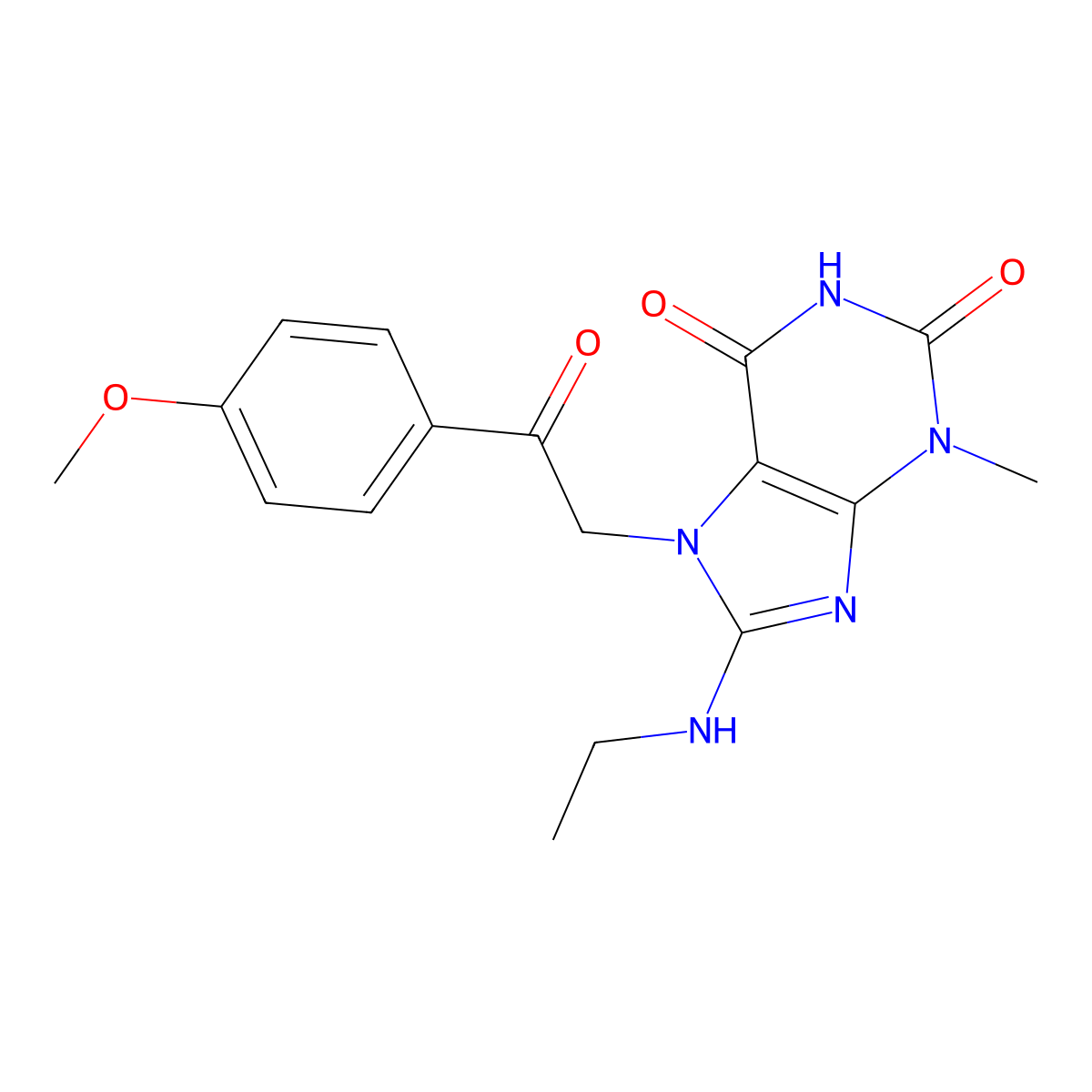 8-(ethylamino)-7-(2-(4-methoxyphenyl)-2-oxoethyl)-3-methyl-1H-purine-2,6(3H,7H)-dione molecular structure, CAS 1040667-09-1
