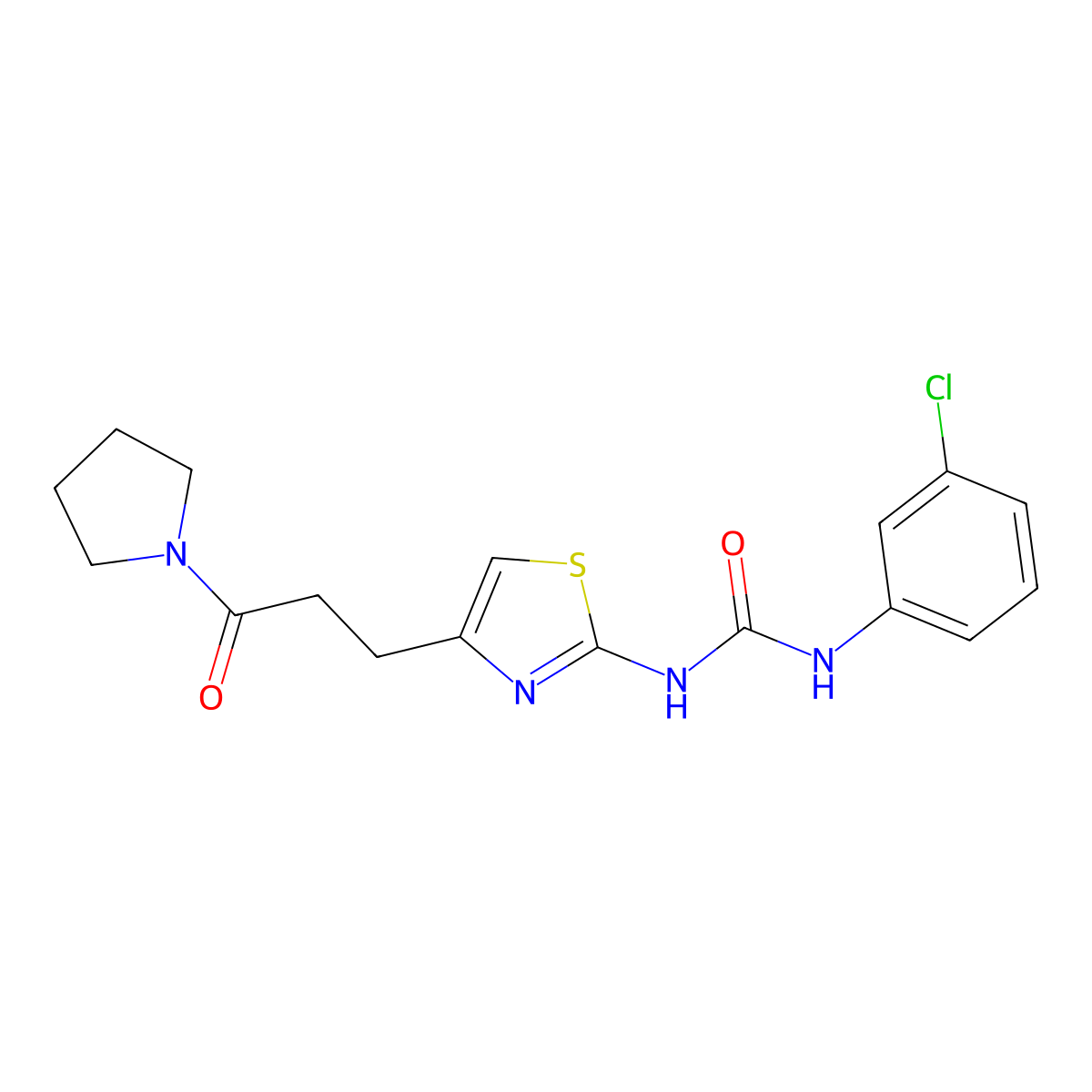 1-(3-Chlorophenyl)-3-{4-[3-oxo-3-(pyrrolidin-1-yl)propyl]-1,3-thiazol-2-yl}urea molecular structure, CAS 1040667-12-6