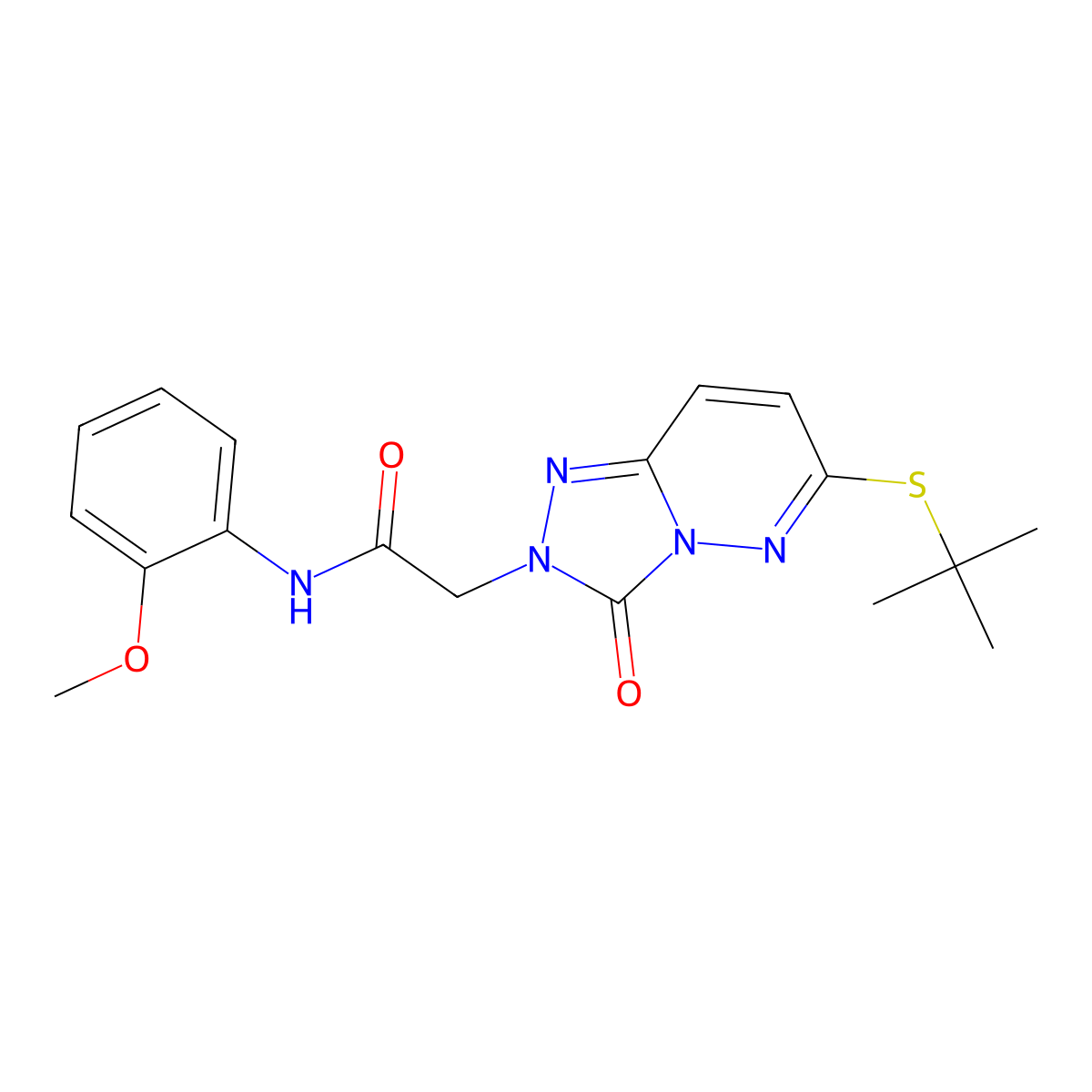 2-(6-(tert-butylthio)-3-oxo-[1,2,4]triazolo[4,3-b]pyridazin-2(3H)-yl)-N-(2-methoxyphenyl)acetamide molecular structure, CAS 1040667-17-1