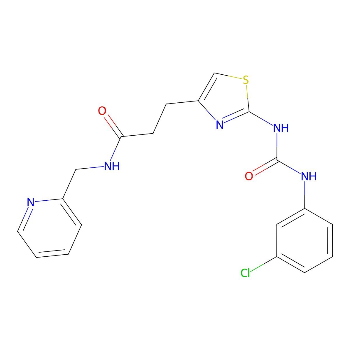 3-(2-{[(3-chlorophenyl)carbamoyl]amino}-1,3-thiazol-4-yl)-N-[(pyridin-2-yl)methyl]propanamide molecular structure, CAS 1040667-32-0