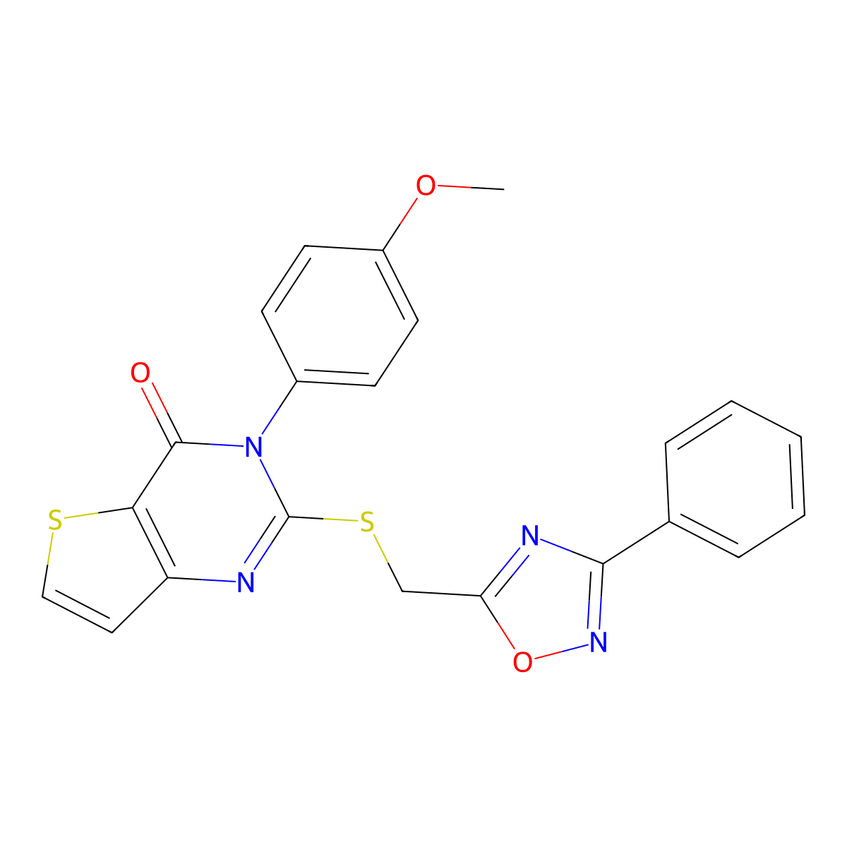 3-(4-methoxyphenyl)-2-{[(3-phenyl-1,2,4-oxadiazol-5-yl)methyl]sulfanyl}-3H,4H-thieno[3,2-d]pyrimidin-4-one molecular structure, CAS 1040667-35-3