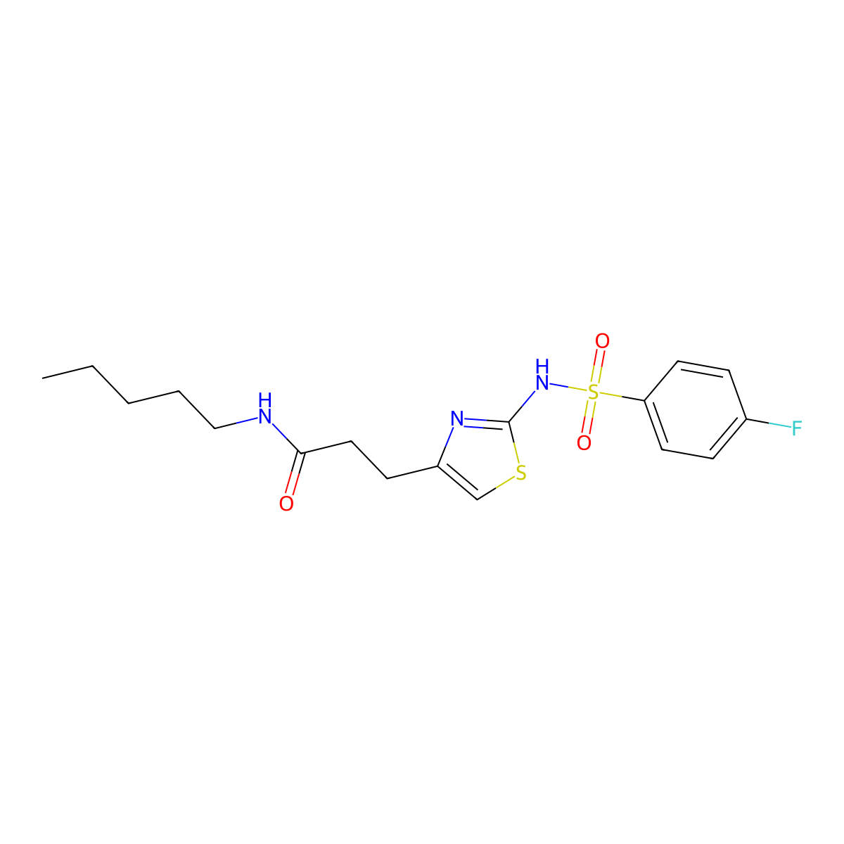 3-[2-(4-fluorobenzenesulfonamido)-1,3-thiazol-4-yl]-N-pentylpropanamide molecular structure, CAS 1040667-40-0