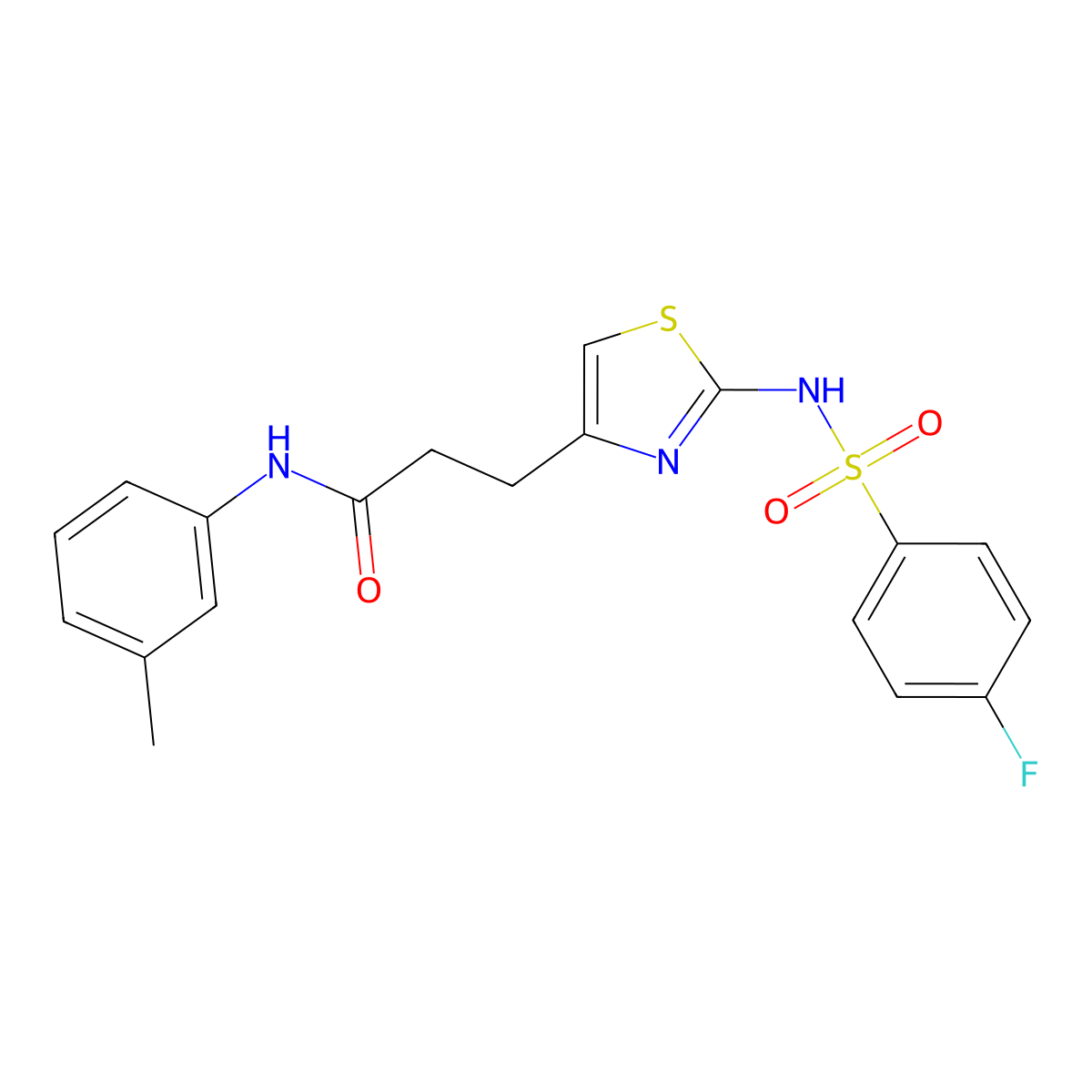 3-[2-(4-fluorobenzenesulfonamido)-1,3-thiazol-4-yl]-N-(3-methylphenyl)propanamide molecular structure, CAS 1040667-46-6