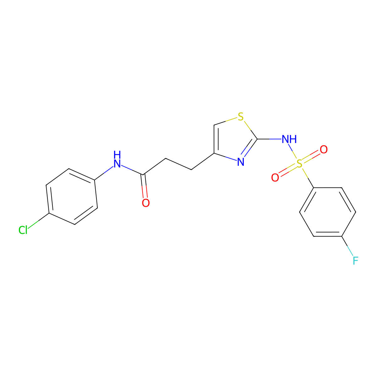 N-(4-chlorophenyl)-3-[2-(4-fluorobenzenesulfonamido)-1,3-thiazol-4-yl]propanamide molecular structure, CAS 1040667-52-4