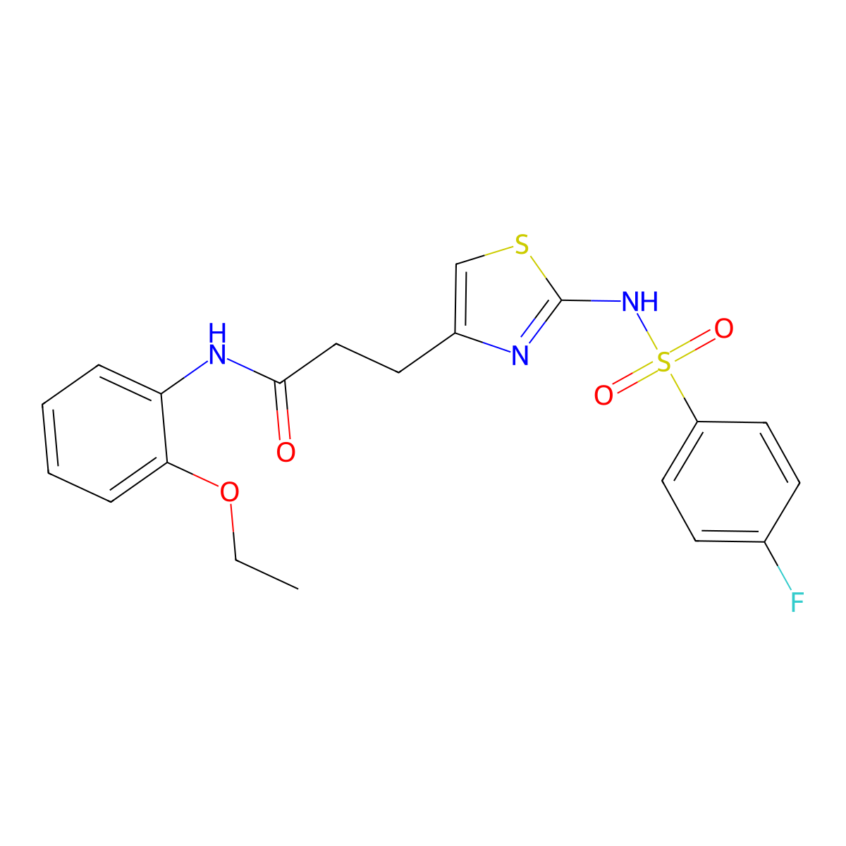 N-(2-ethoxyphenyl)-3-[2-(4-fluorobenzenesulfonamido)-1,3-thiazol-4-yl]propanamide molecular structure, CAS 1040667-64-8