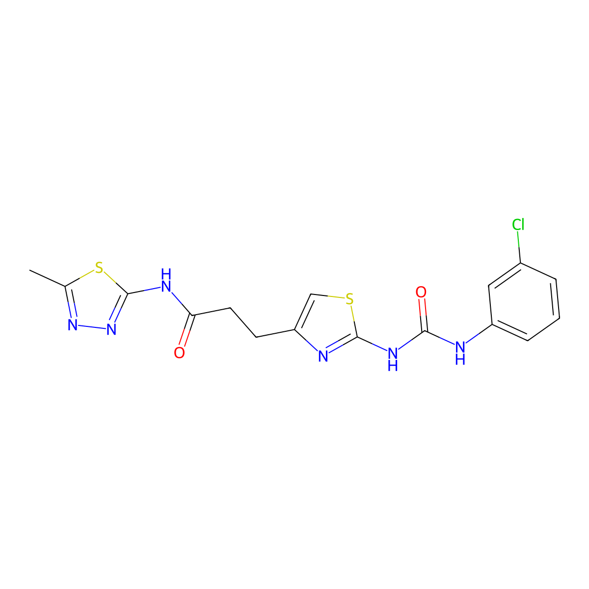 3-(2-{[(3-chlorophenyl)carbamoyl]amino}-1,3-thiazol-4-yl)-N-(5-methyl-1,3,4-thiadiazol-2-yl)propanamide molecular structure, CAS 1040667-68-2