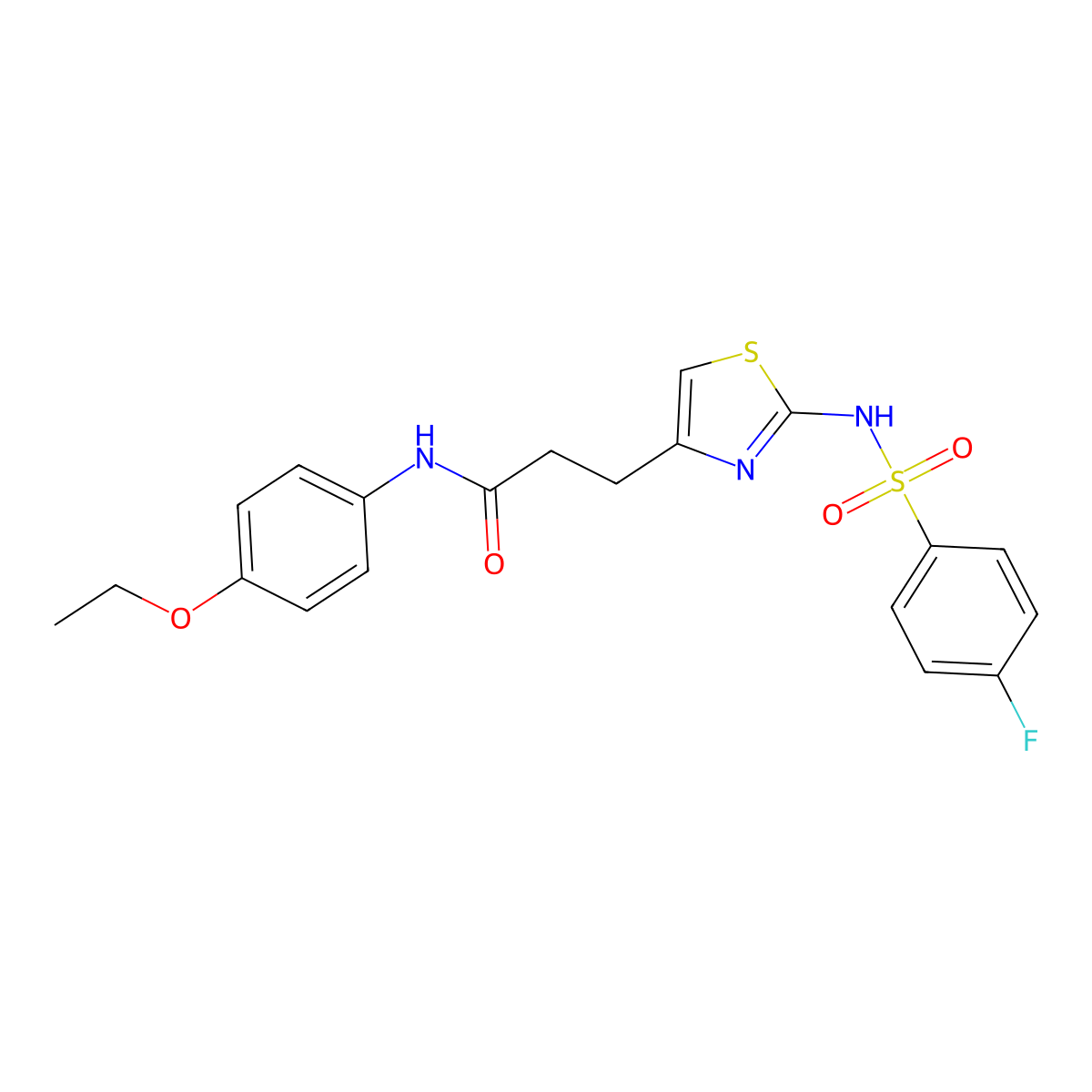 N-(4-ethoxyphenyl)-3-[2-(4-fluorobenzenesulfonamido)-1,3-thiazol-4-yl]propanamide molecular structure, CAS 1040667-70-6