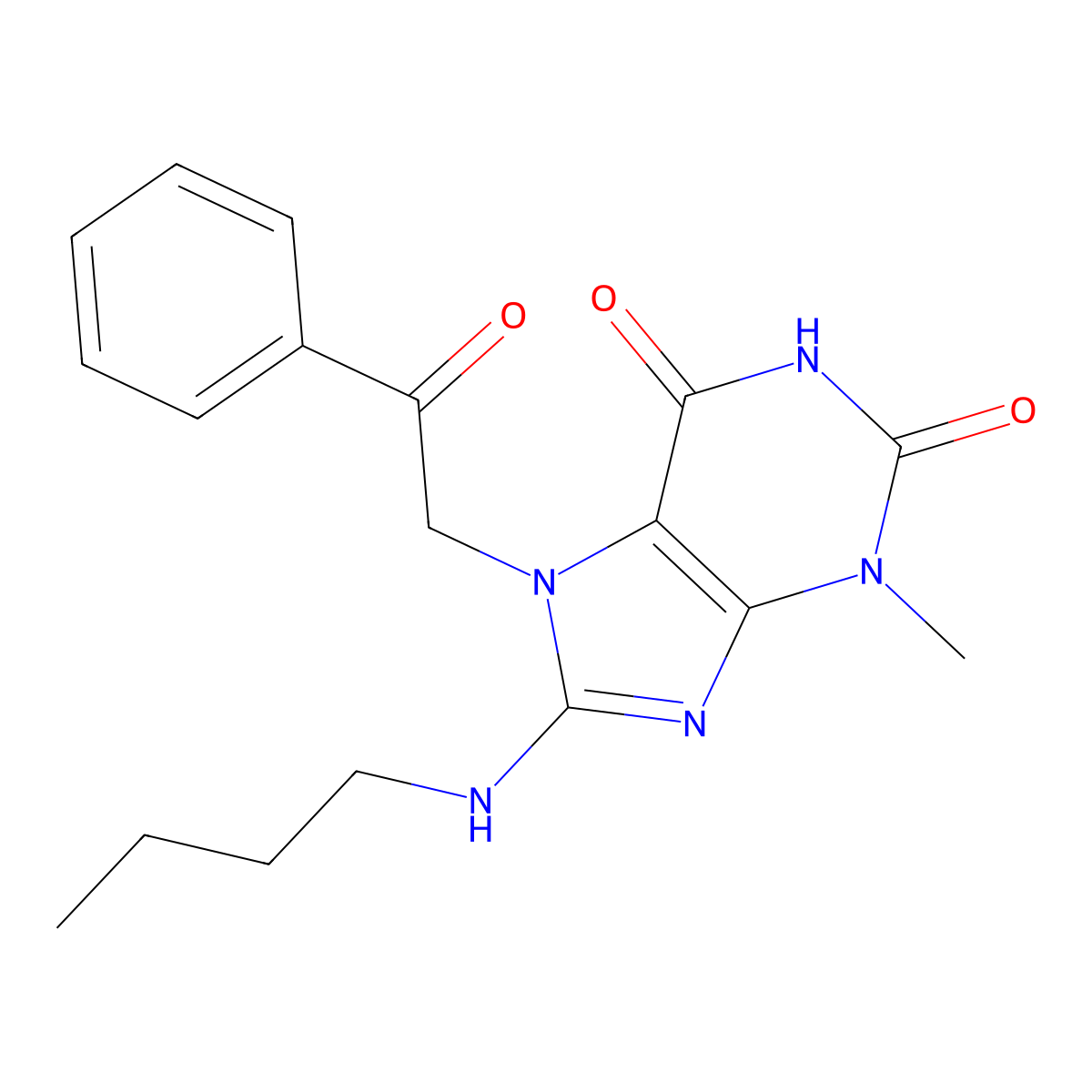 8-(butylamino)-3-methyl-7-(2-oxo-2-phenylethyl)-1H-purine-2,6(3H,7H)-dione molecular structure, CAS 1040667-72-8