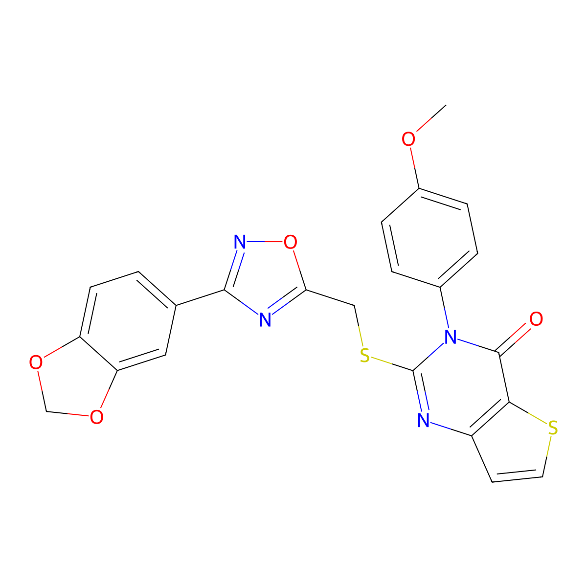 2-({[3-(2H-1,3-benzodioxol-5-yl)-1,2,4-oxadiazol-5-yl]methyl}sulfanyl)-3-(4-methoxyphenyl)-3H,4H-thieno[3,2-d]pyrimidin-4-one molecular structure, CAS 1040667-77-3