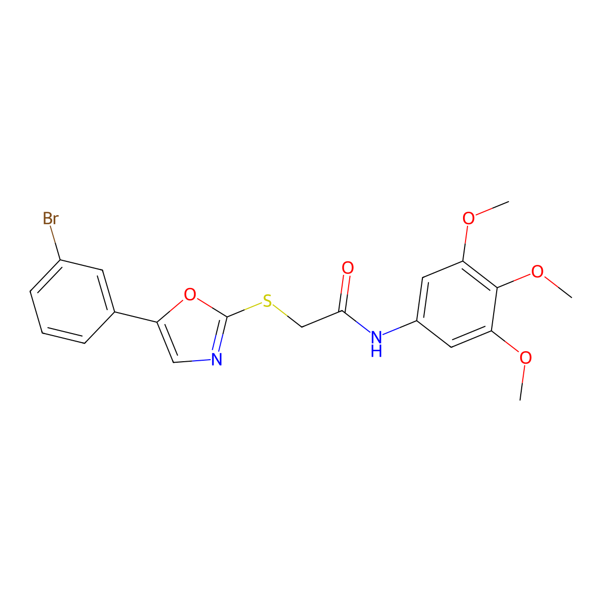 2-((5-(3-bromophenyl)oxazol-2-yl)thio)-N-(3,4,5-trimethoxyphenyl)acetamide molecular structure, CAS 1040667-79-5