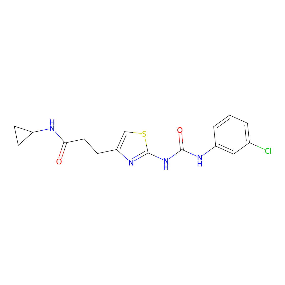 3-(2-{[(3-chlorophenyl)carbamoyl]amino}-1,3-thiazol-4-yl)-N-cyclopropylpropanamide molecular structure, CAS 1040667-80-8