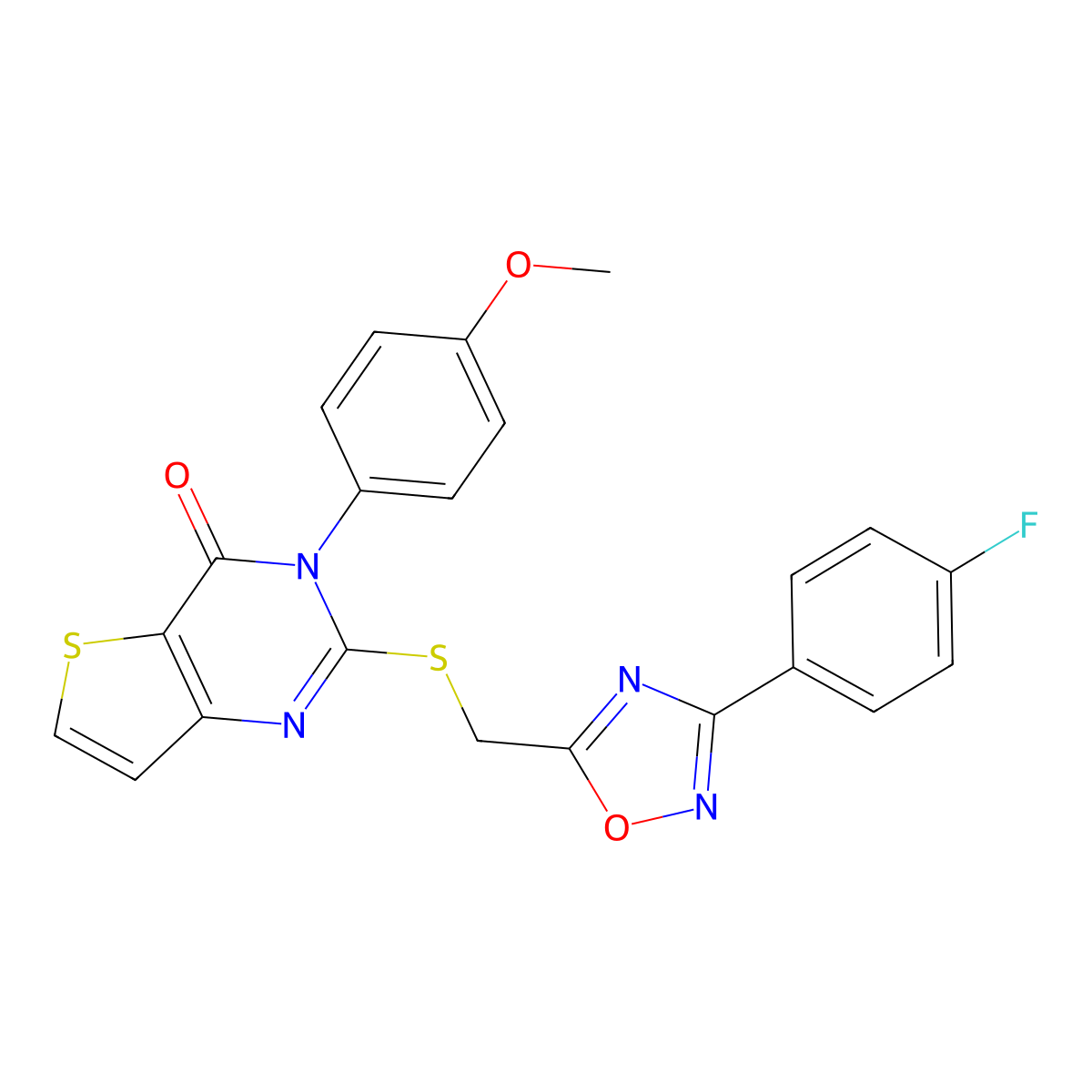 2-(((3-(4-fluorophenyl)-1,2,4-oxadiazol-5-yl)methyl)thio)-3-(4-methoxyphenyl)thieno[3,2-d]pyrimidin-4(3H)-one molecular structure, CAS 1040667-89-7