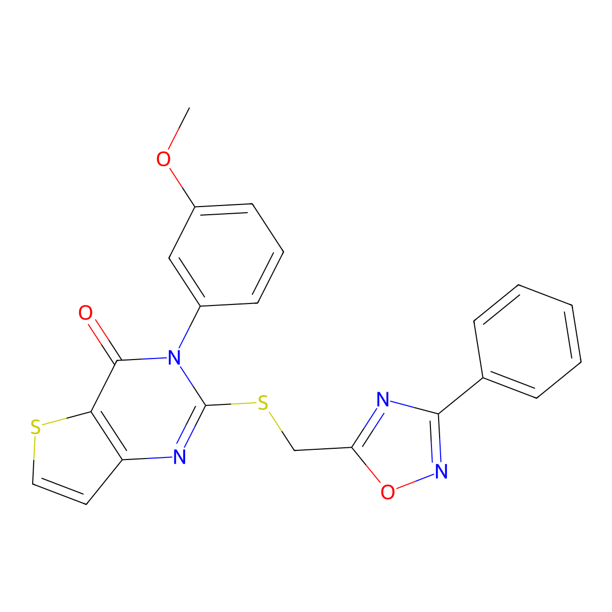 3-(3-methoxyphenyl)-2-{[(3-phenyl-1,2,4-oxadiazol-5-yl)methyl]sulfanyl}-3H,4H-thieno[3,2-d]pyrimidin-4-one molecular structure, CAS 1040667-95-5