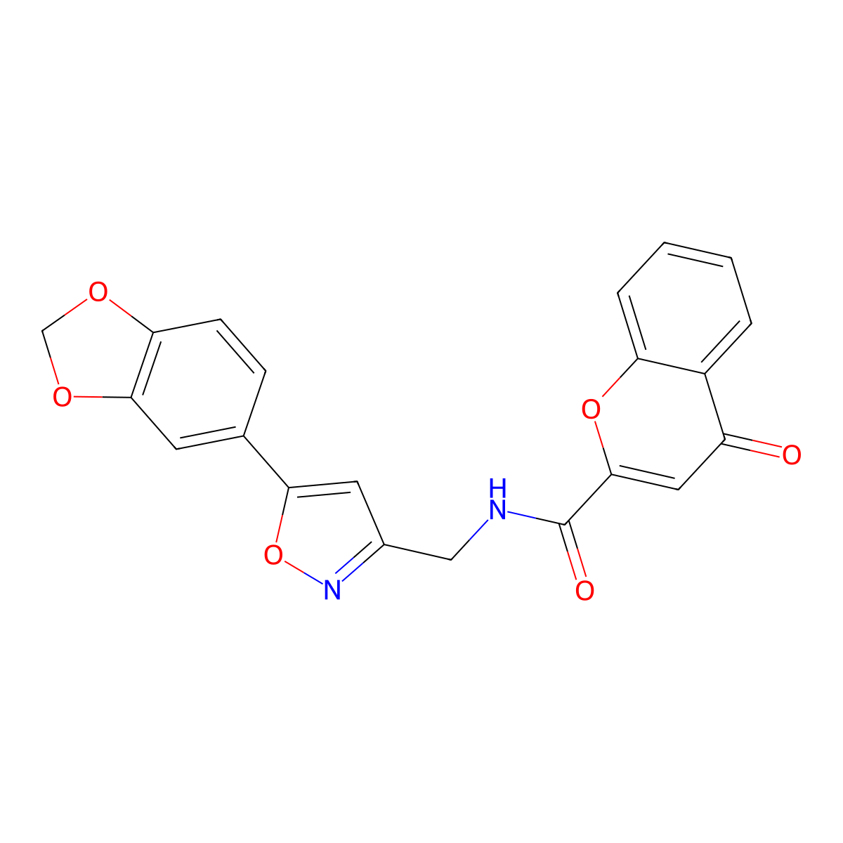 N-{[5-(2H-1,3-benzodioxol-5-yl)-1,2-oxazol-3-yl]methyl}-4-oxo-4H-chromene-2-carboxamide molecular structure, CAS 1040668-03-8