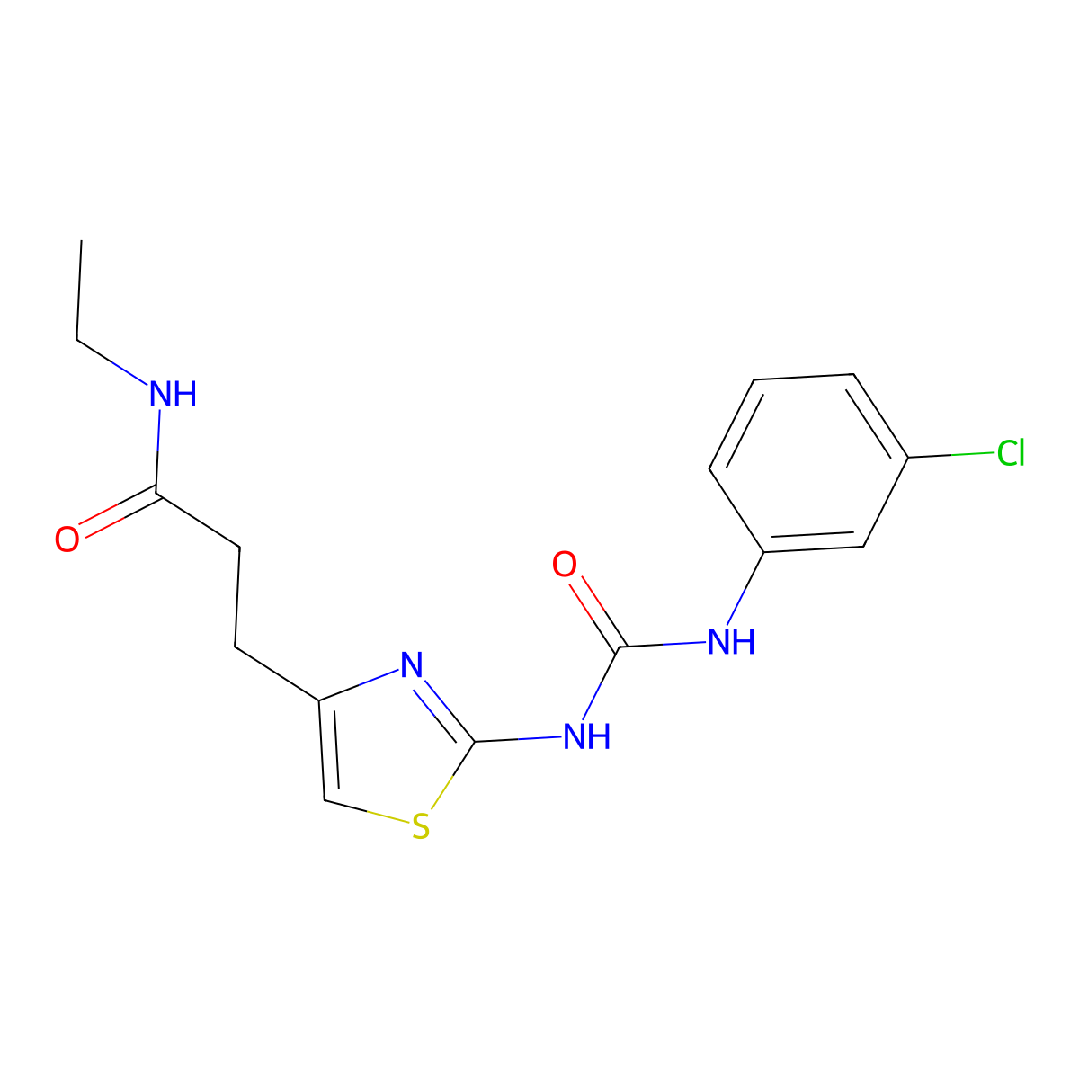 3-(2-{[(3-chlorophenyl)carbamoyl]amino}-1,3-thiazol-4-yl)-N-ethylpropanamide molecular structure, CAS 1040668-05-0