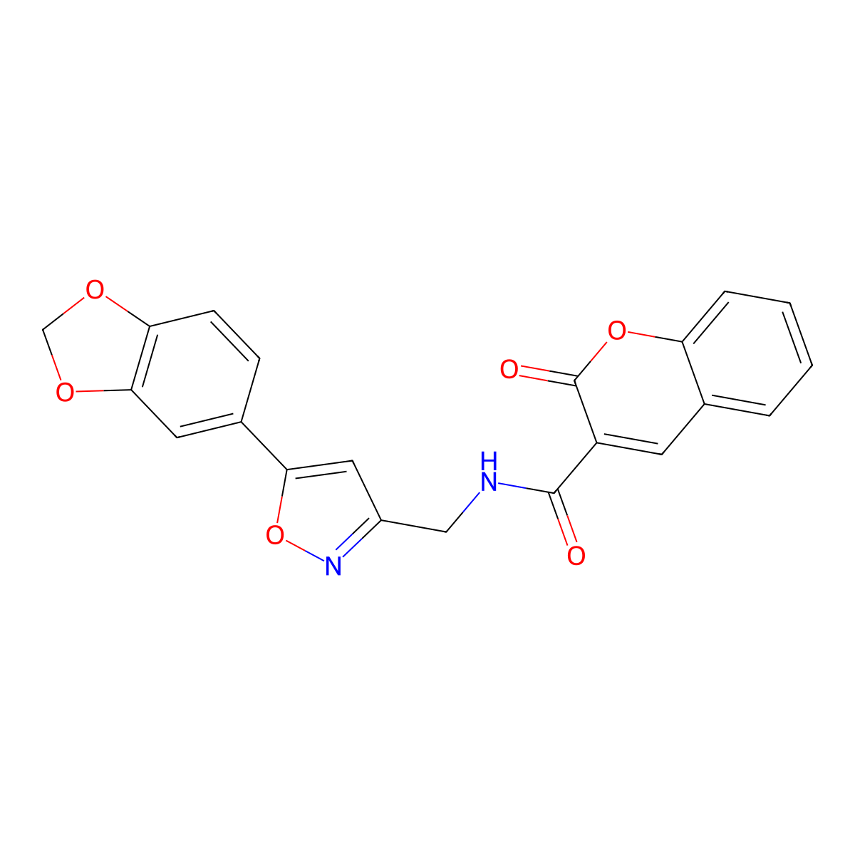 N-{[5-(2H-1,3-benzodioxol-5-yl)-1,2-oxazol-3-yl]methyl}-2-oxo-2H-chromene-3-carboxamide molecular structure, CAS 1040668-09-4