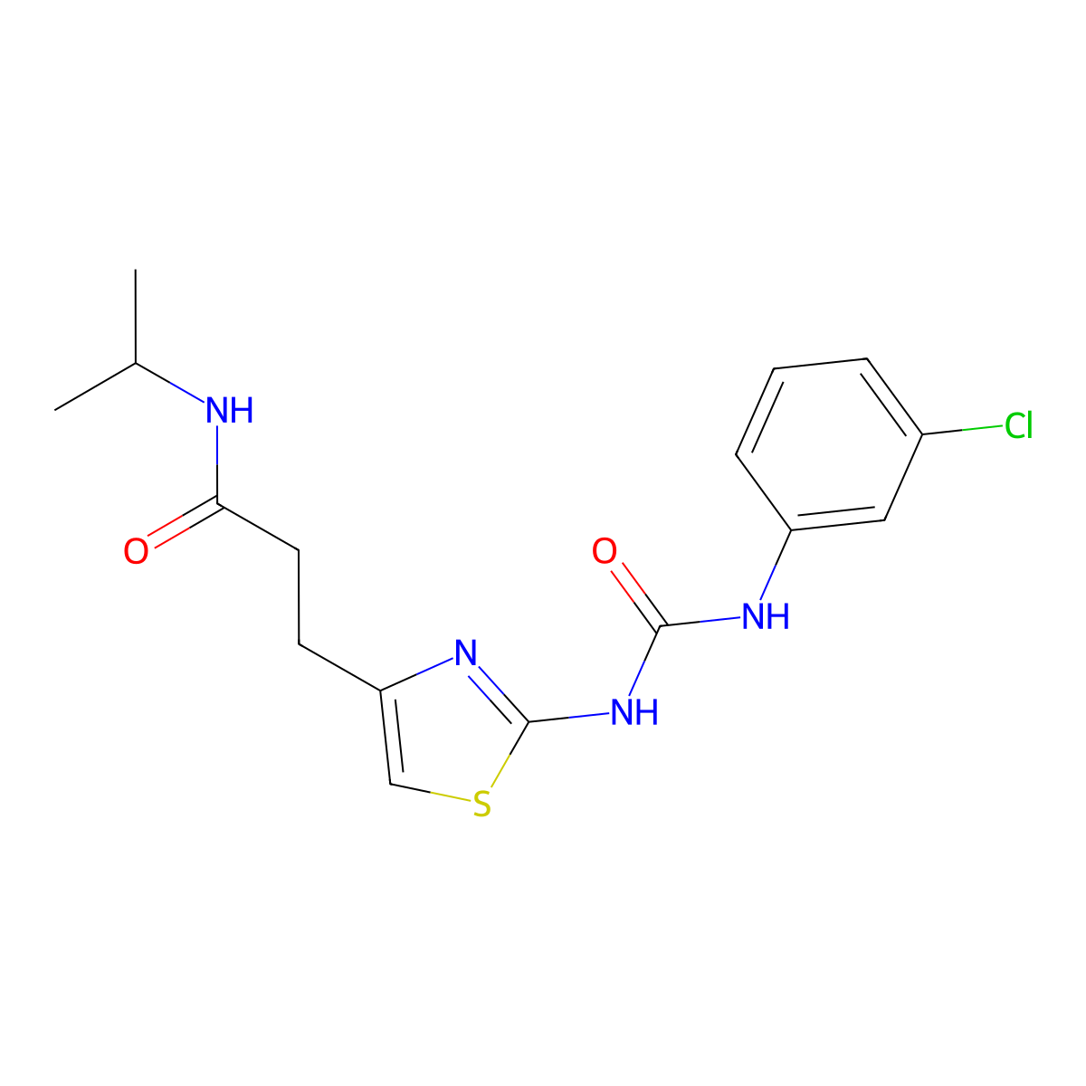 3-(2-{[(3-chlorophenyl)carbamoyl]amino}-1,3-thiazol-4-yl)-N-(propan-2-yl)propanamide molecular structure, CAS 1040668-11-8