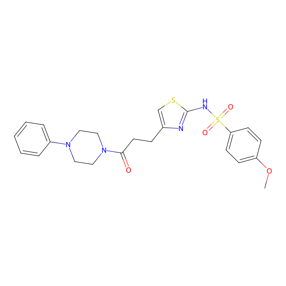 4-methoxy-N-(4-(3-oxo-3-(4-phenylpiperazin-1-yl)propyl)thiazol-2-yl)benzenesulfonamide molecular structure, CAS 1040668-19-6