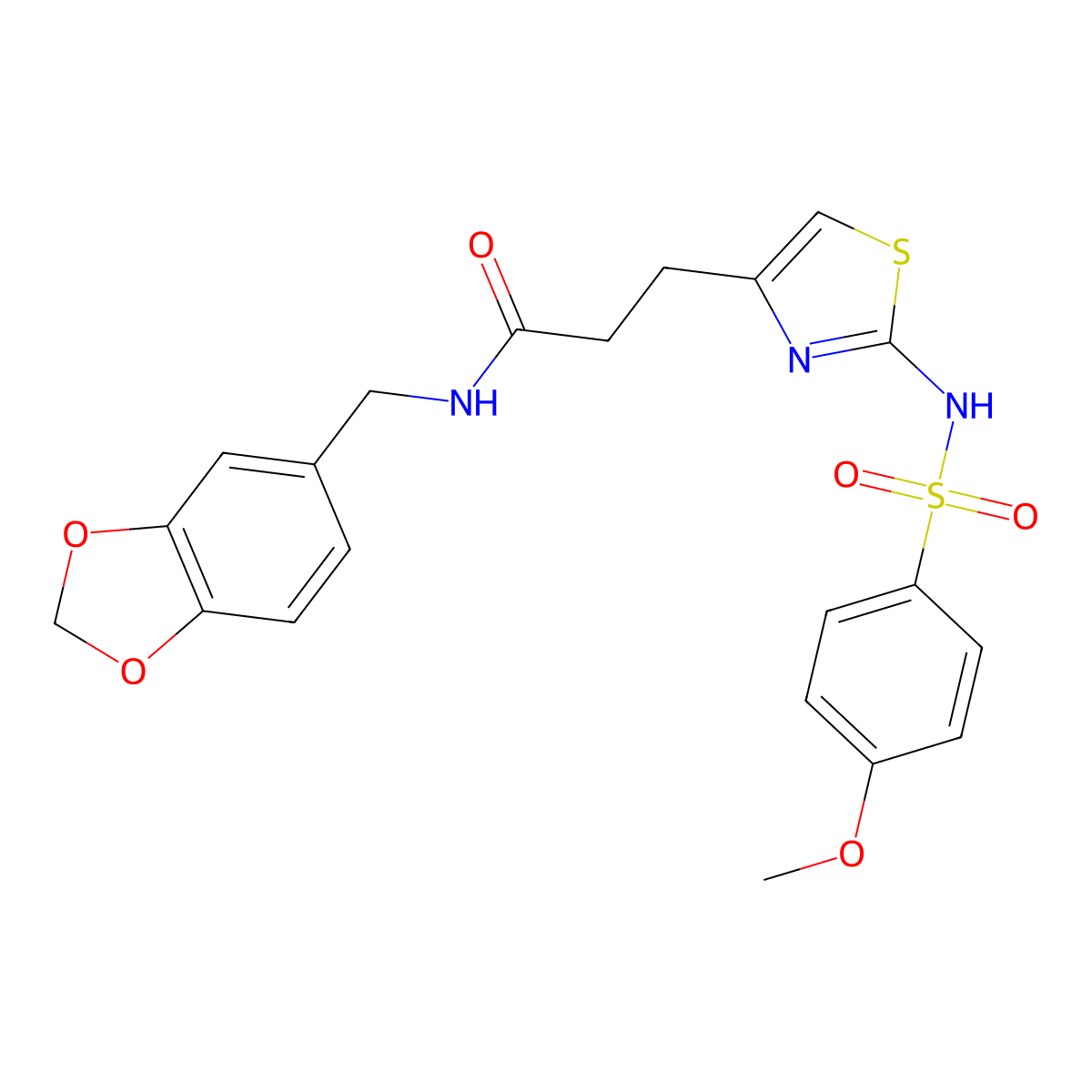 N-[(2H-1,3-benzodioxol-5-yl)methyl]-3-[2-(4-methoxybenzenesulfonamido)-1,3-thiazol-4-yl]propanamide molecular structure, CAS 1040668-31-2