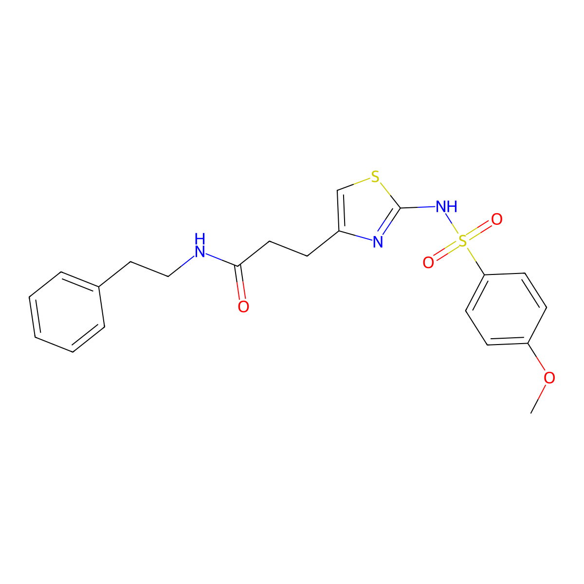 3-[2-(4-methoxybenzenesulfonamido)-1,3-thiazol-4-yl]-N-(2-phenylethyl)propanamide molecular structure, CAS 1040668-43-6