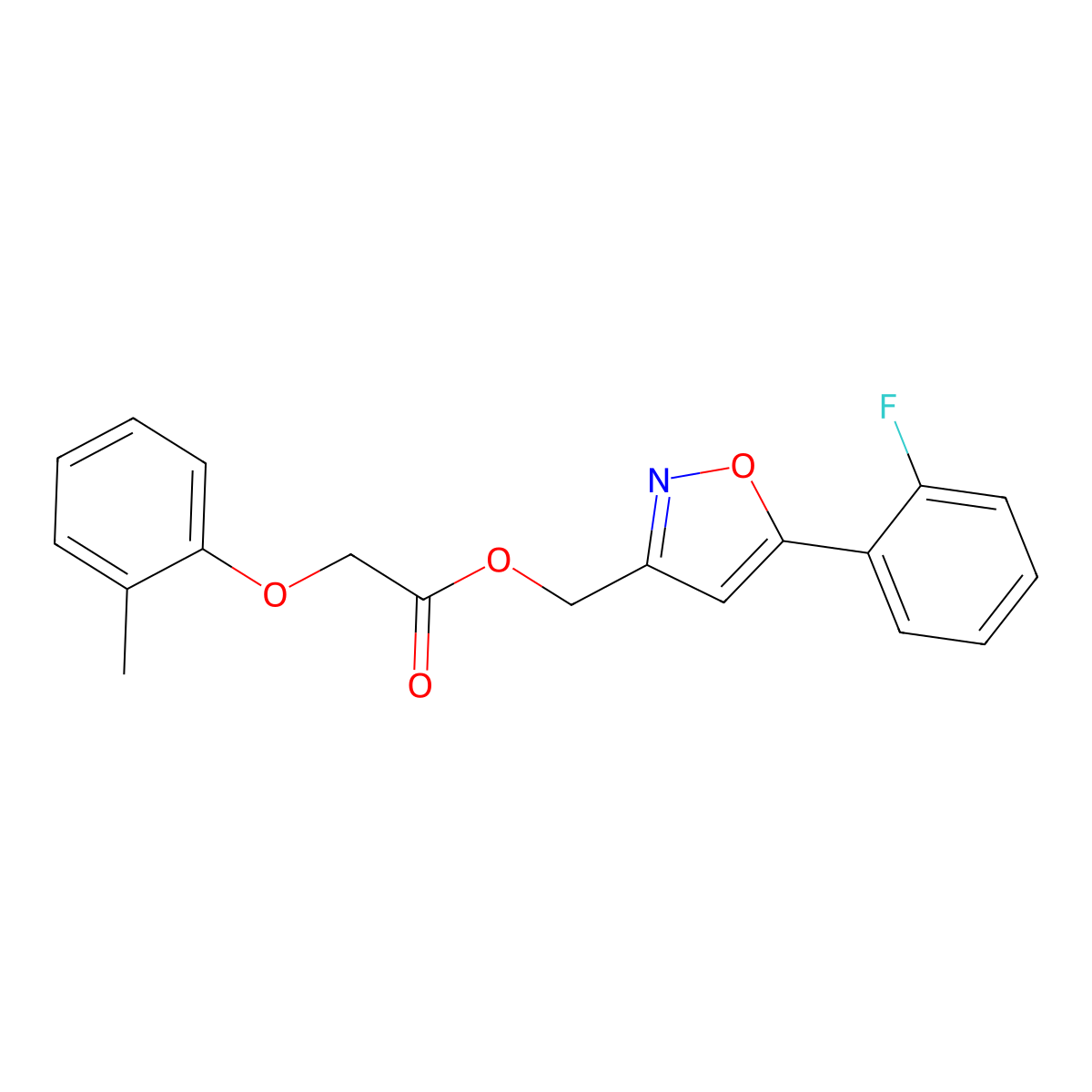 (5-(2-Fluorophenyl)isoxazol-3-yl)methyl 2-(o-tolyloxy)acetate molecular structure, CAS 1040668-45-8