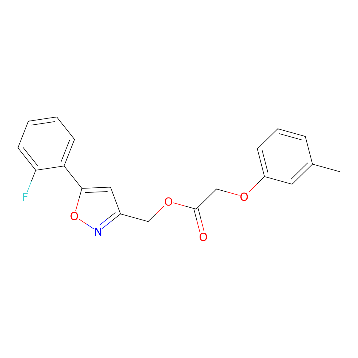 (5-(2-Fluorophenyl)isoxazol-3-yl)methyl 2-(m-tolyloxy)acetate molecular structure, CAS 1040668-51-6