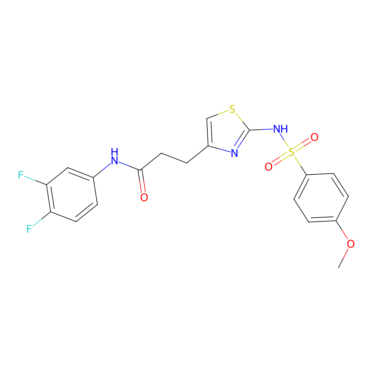 N-(3,4-difluorophenyl)-3-[2-(4-methoxybenzenesulfonamido)-1,3-thiazol-4-yl]propanamide molecular structure, CAS 1040668-55-0