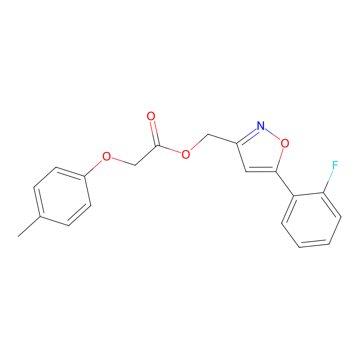 (5-(2-Fluorophenyl)isoxazol-3-yl)methyl 2-(p-tolyloxy)acetate molecular structure, CAS 1040668-57-2