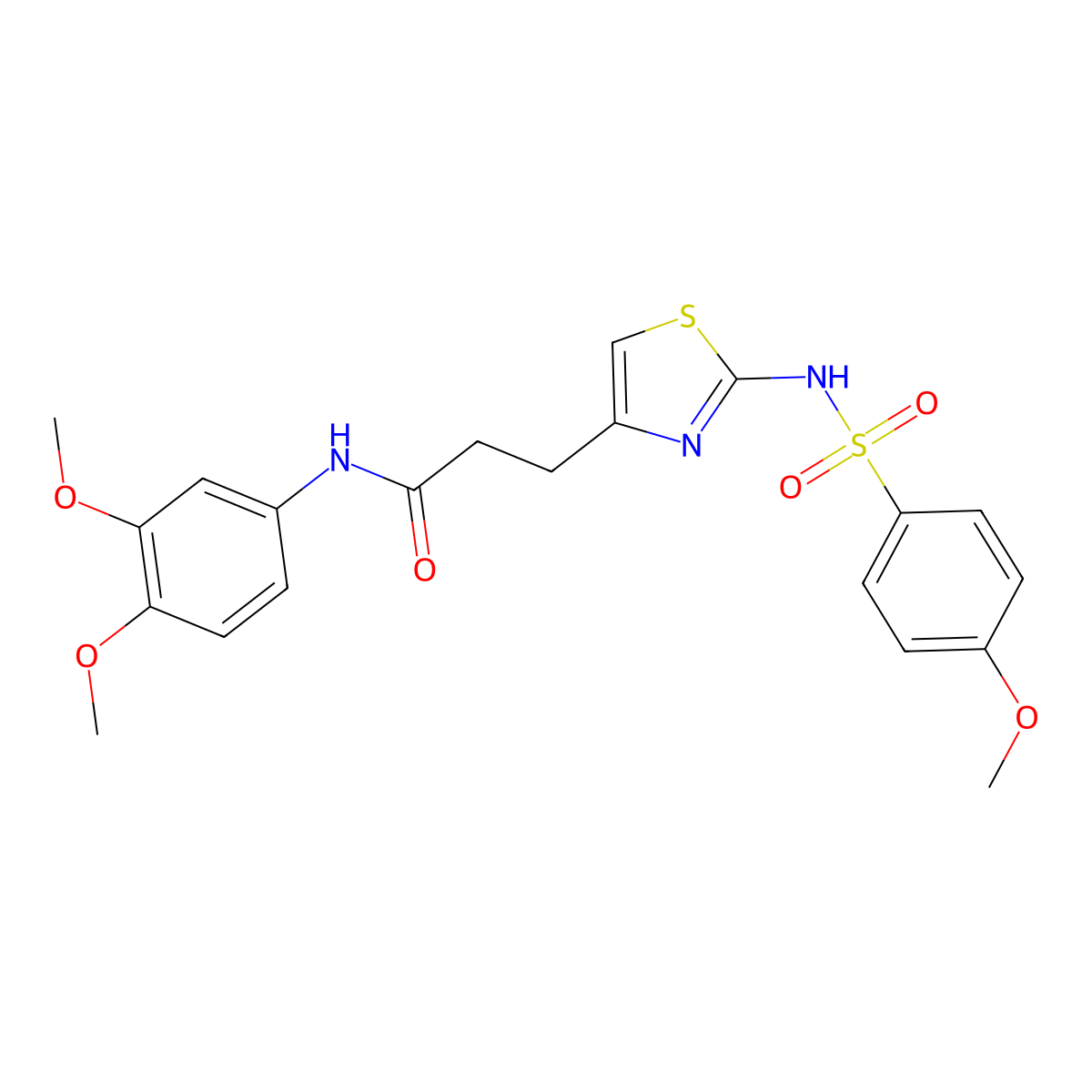 N-(3,4-dimethoxyphenyl)-3-[2-(4-methoxybenzenesulfonamido)-1,3-thiazol-4-yl]propanamide molecular structure, CAS 1040668-60-7
