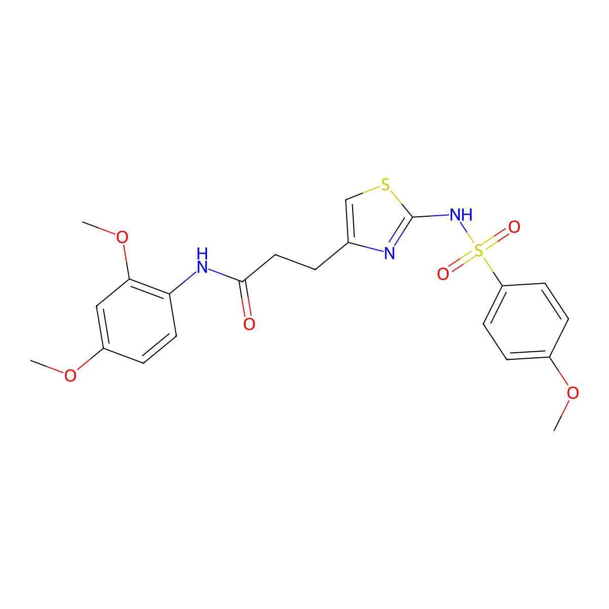 N-(2,4-dimethoxyphenyl)-3-[2-(4-methoxybenzenesulfonamido)-1,3-thiazol-4-yl]propanamide molecular structure, CAS 1040668-65-2