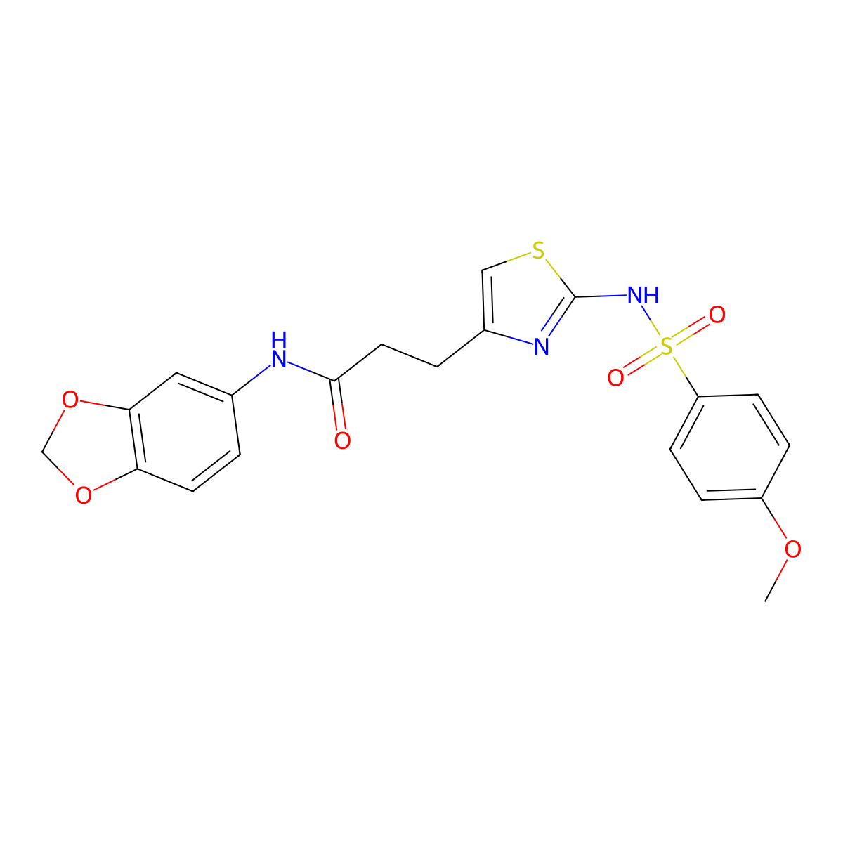 N-(2H-1,3-benzodioxol-5-yl)-3-[2-(4-methoxybenzenesulfonamido)-1,3-thiazol-4-yl]propanamide molecular structure, CAS 1040668-70-9