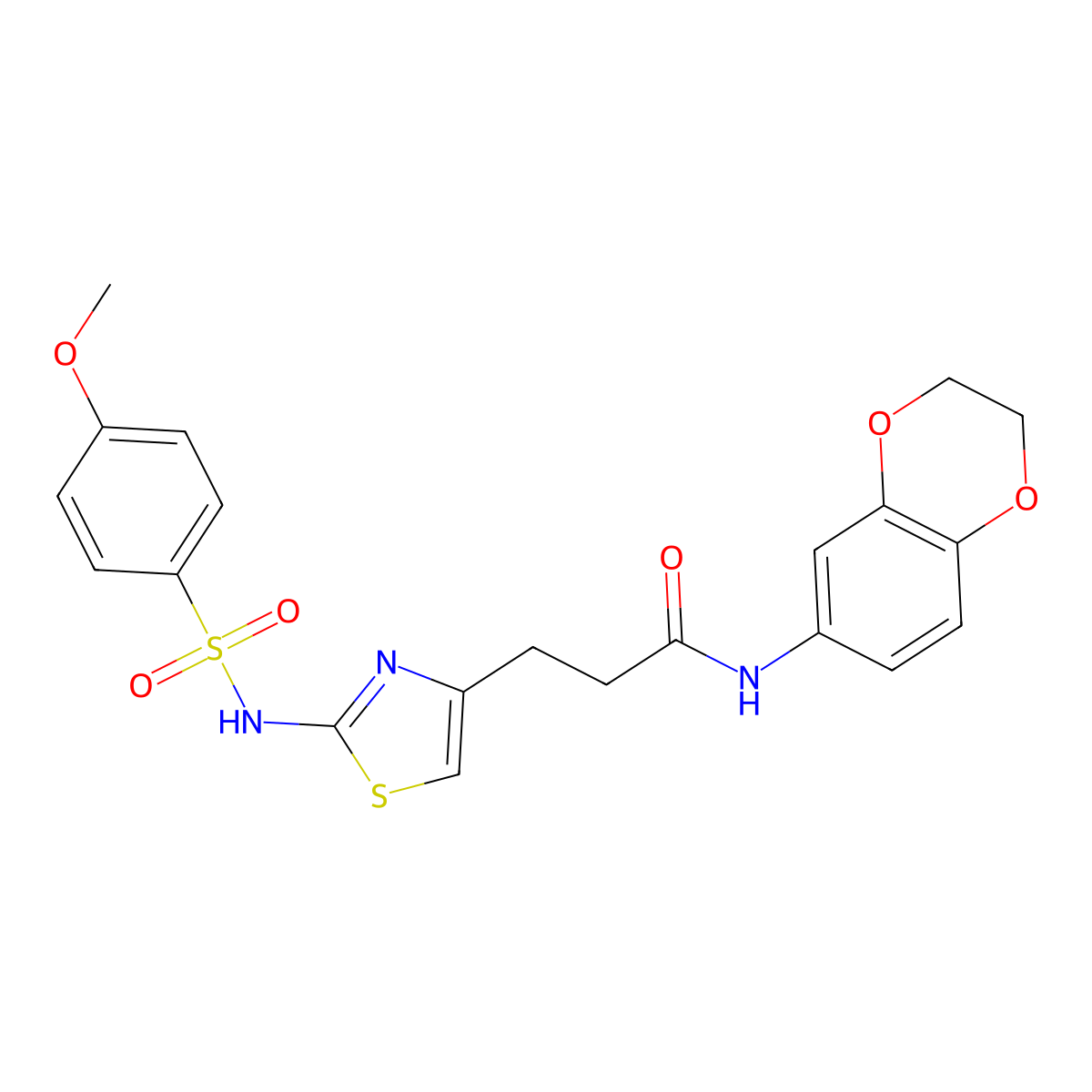 N-(2,3-dihydro-1,4-benzodioxin-6-yl)-3-[2-(4-methoxybenzenesulfonamido)-1,3-thiazol-4-yl]propanamide molecular structure, CAS 1040668-76-5