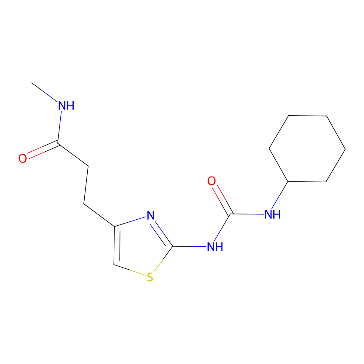 3-{2-[(cyclohexylcarbamoyl)amino]-1,3-thiazol-4-yl}-N-methylpropanamide molecular structure, CAS 1040668-81-2