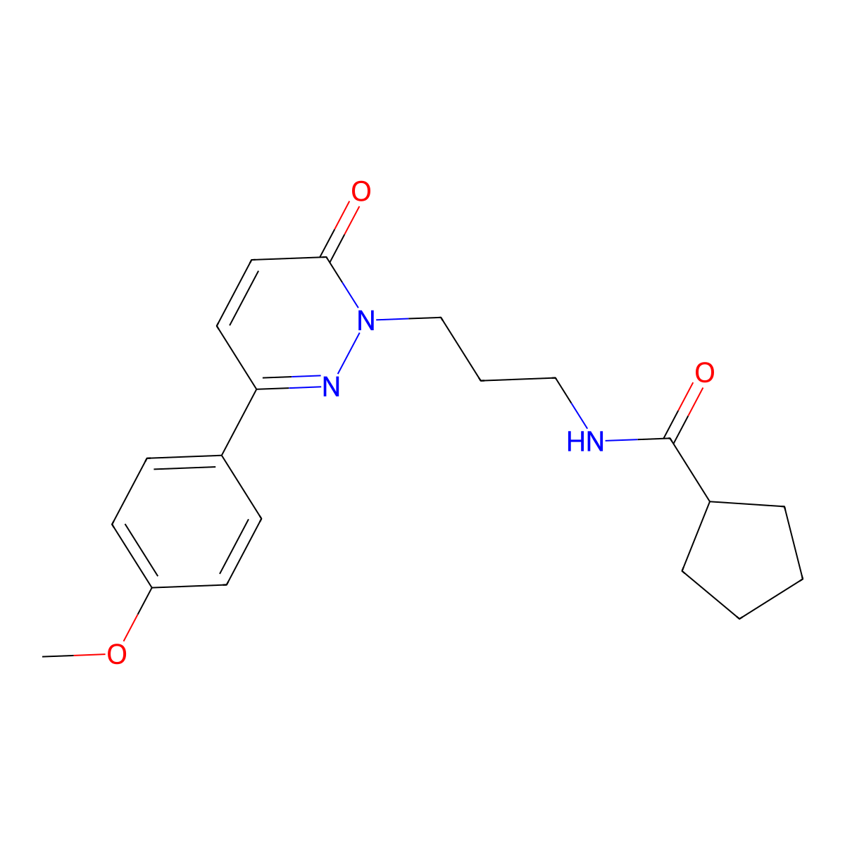 N-{3-[3-(4-methoxyphenyl)-6-oxo-1,6-dihydropyridazin-1-yl]propyl}cyclopentanecarboxamide molecular structure, CAS 1040668-83-4