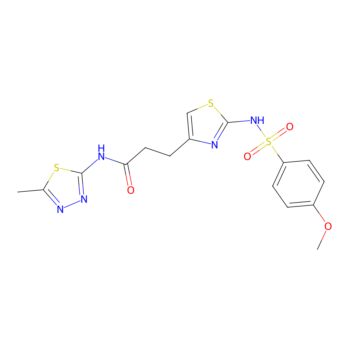 3-[2-(4-methoxybenzenesulfonamido)-1,3-thiazol-4-yl]-N-(5-methyl-1,3,4-thiadiazol-2-yl)propanamide molecular structure, CAS 1040668-87-8