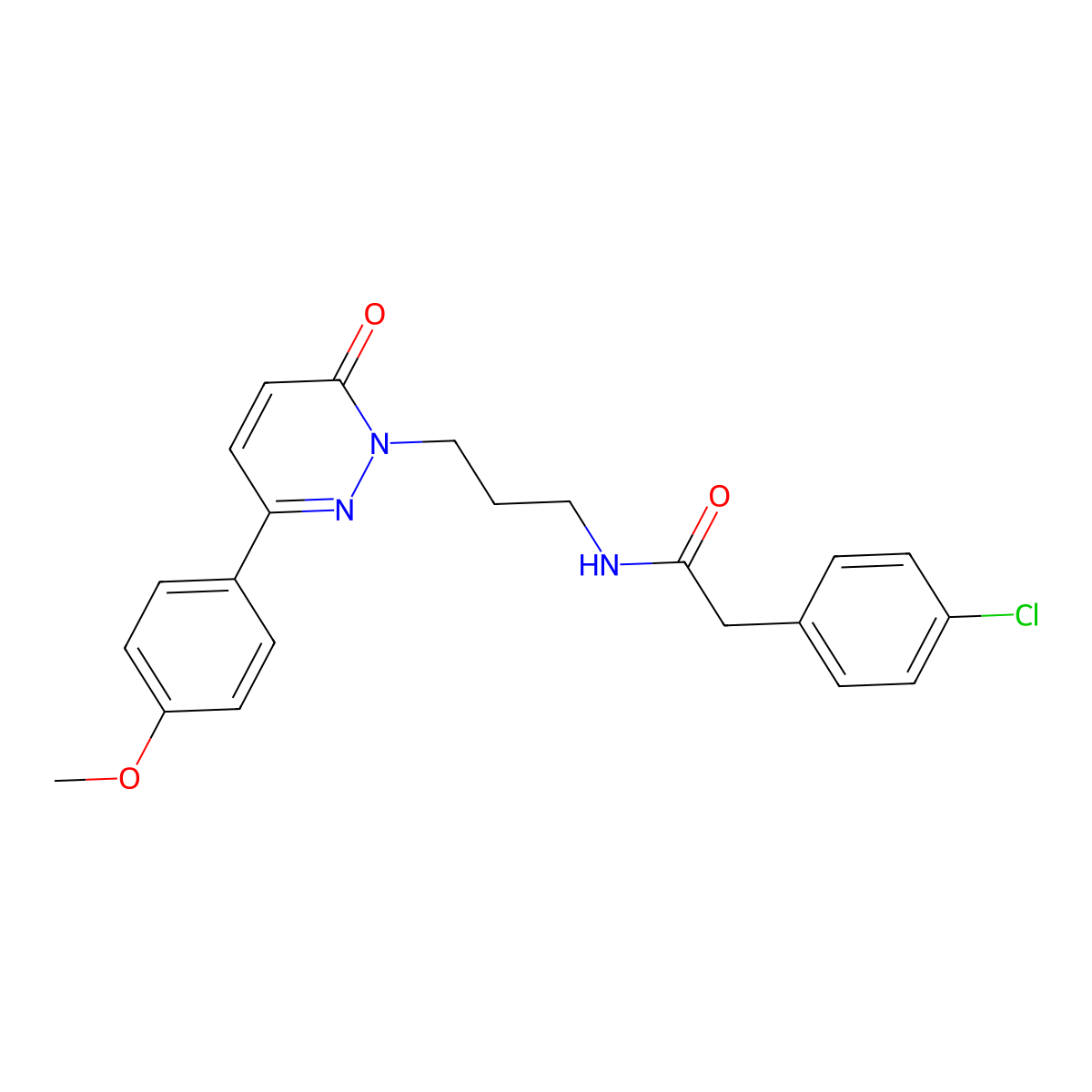 2-(4-chlorophenyl)-N-(3-(3-(4-methoxyphenyl)-6-oxopyridazin-1(6H)-yl)propyl)acetamide molecular structure, CAS 1040668-94-7