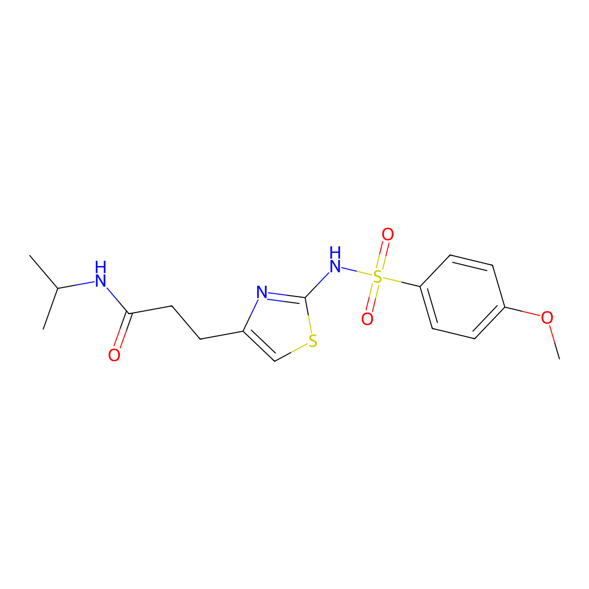 3-[2-(4-methoxybenzenesulfonamido)-1,3-thiazol-4-yl]-N-(propan-2-yl)propanamide molecular structure, CAS 1040669-05-3
