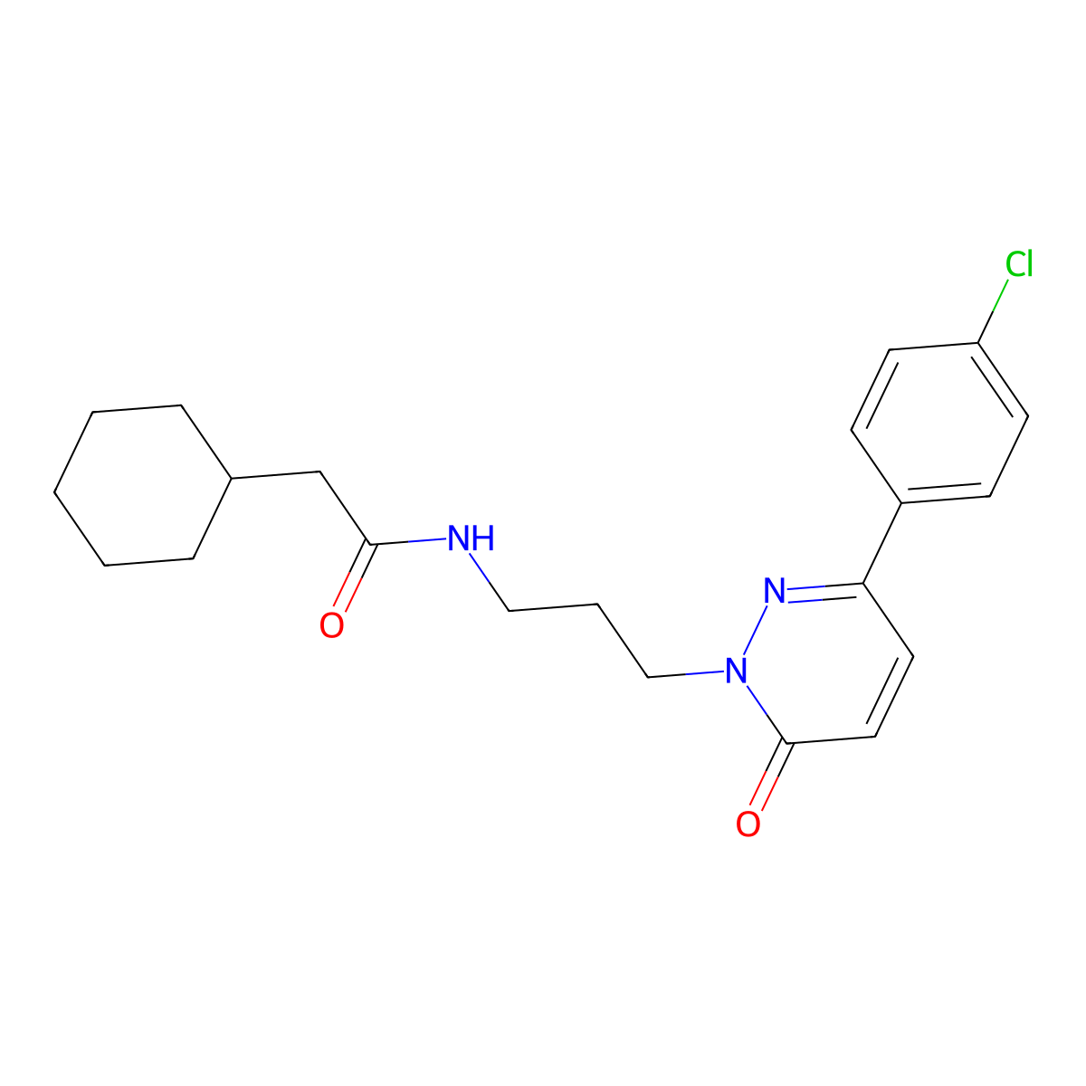 N-{3-[3-(4-chlorophenyl)-6-oxo-1,6-dihydropyridazin-1-yl]propyl}-2-cyclohexylacetamide molecular structure, CAS 1040669-06-4