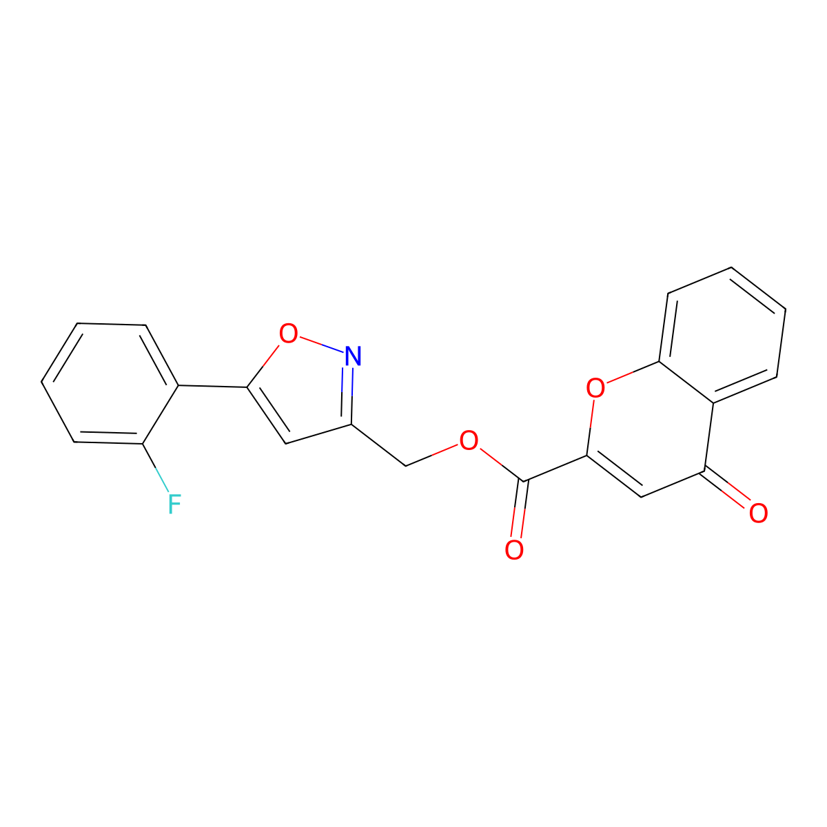 [5-(2-fluorophenyl)-1,2-oxazol-3-yl]methyl 4-oxo-4H-chromene-2-carboxylate molecular structure, CAS 1040669-07-5