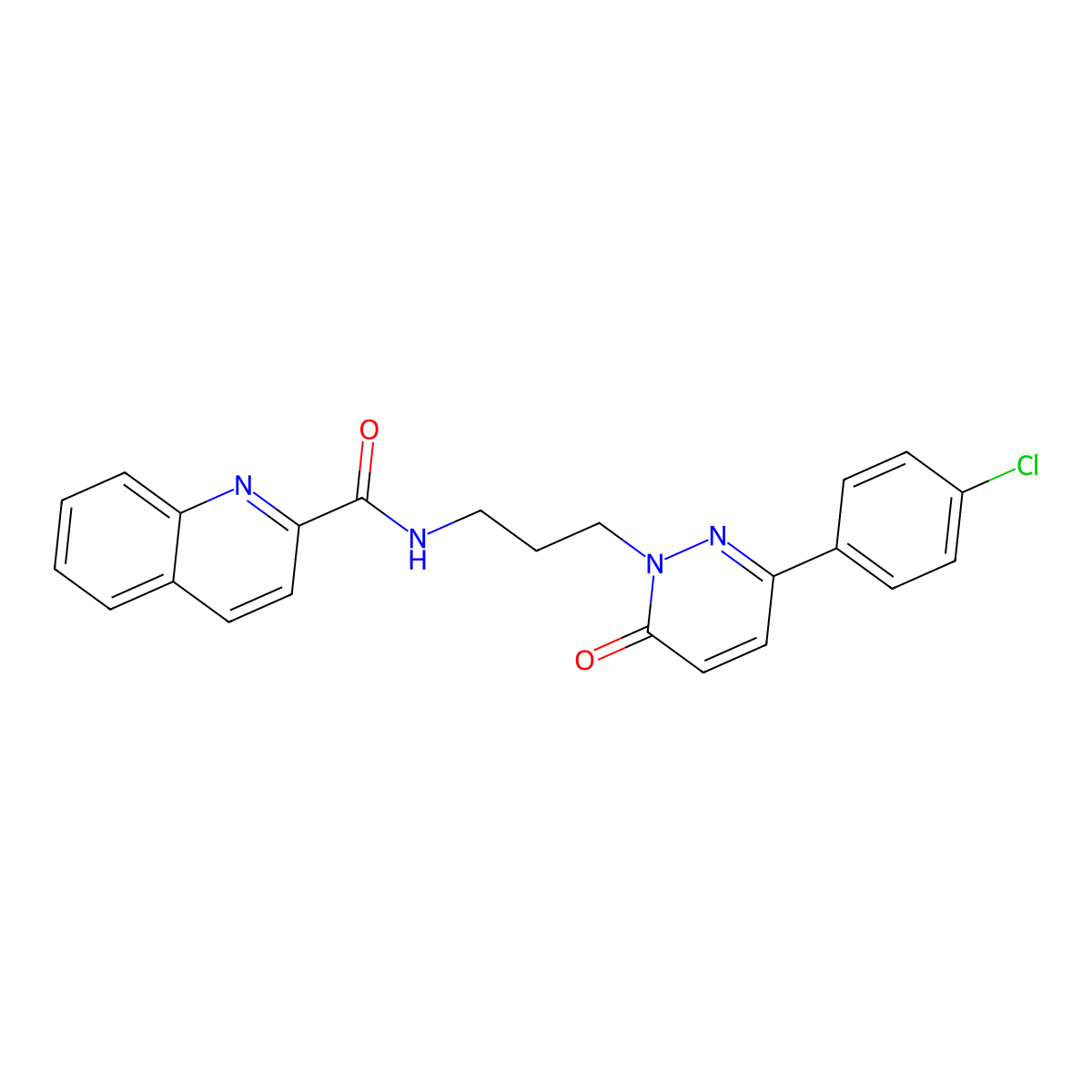 N-(3-(3-(4-chlorophenyl)-6-oxopyridazin-1(6H)-yl)propyl)quinoline-2-carboxamide molecular structure, CAS 1040669-18-8