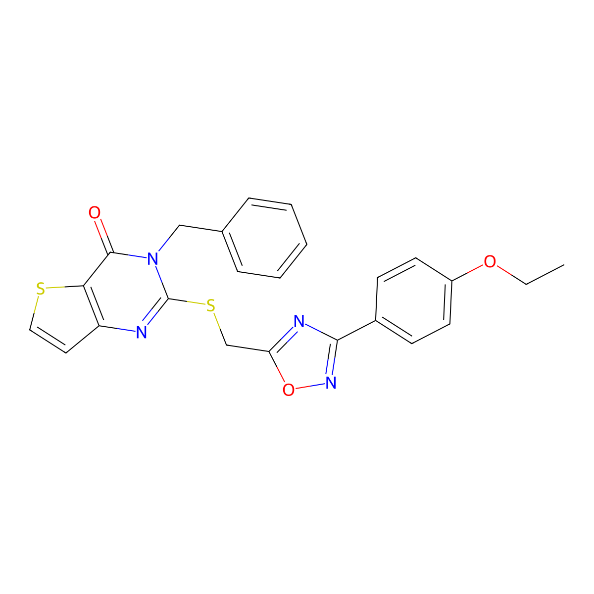 3-benzyl-2-({[3-(4-ethoxyphenyl)-1,2,4-oxadiazol-5-yl]methyl}sulfanyl)-3H,4H-thieno[3,2-d]pyrimidin-4-one molecular structure, CAS 1040669-20-2