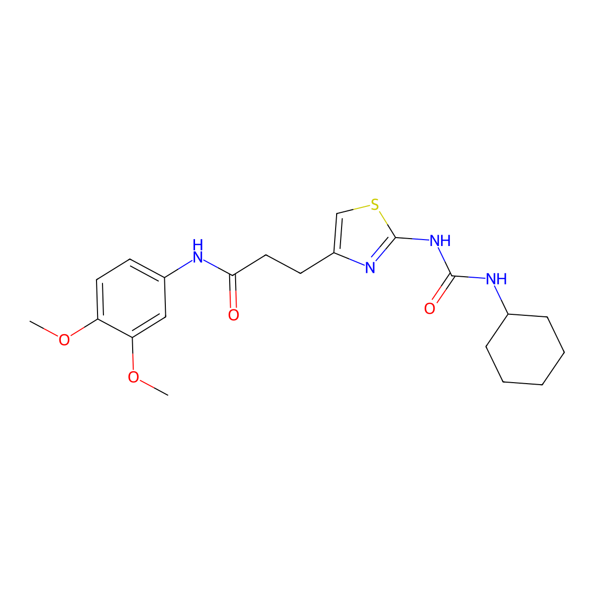 3-(2-(3-cyclohexylureido)thiazol-4-yl)-N-(3,4-dimethoxyphenyl)propanamide molecular structure, CAS 1040669-21-3